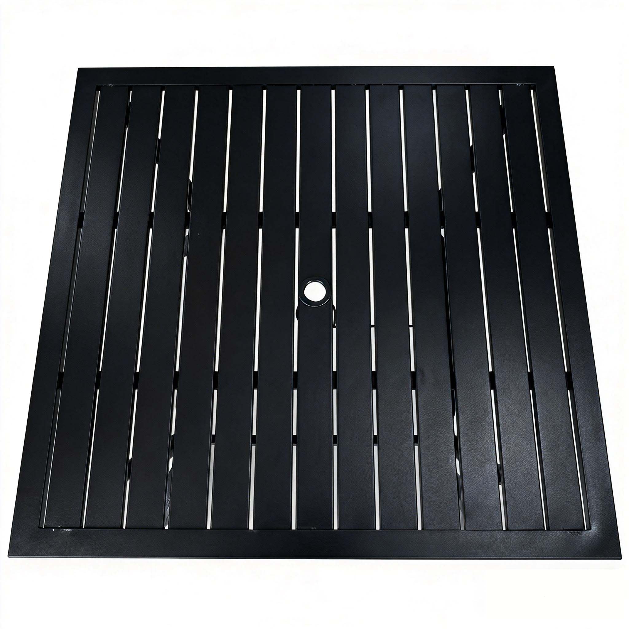 Metal Steel Slat Patio Dining Table Square Backyard Bistro Table Outdoor Furniture Garden Table