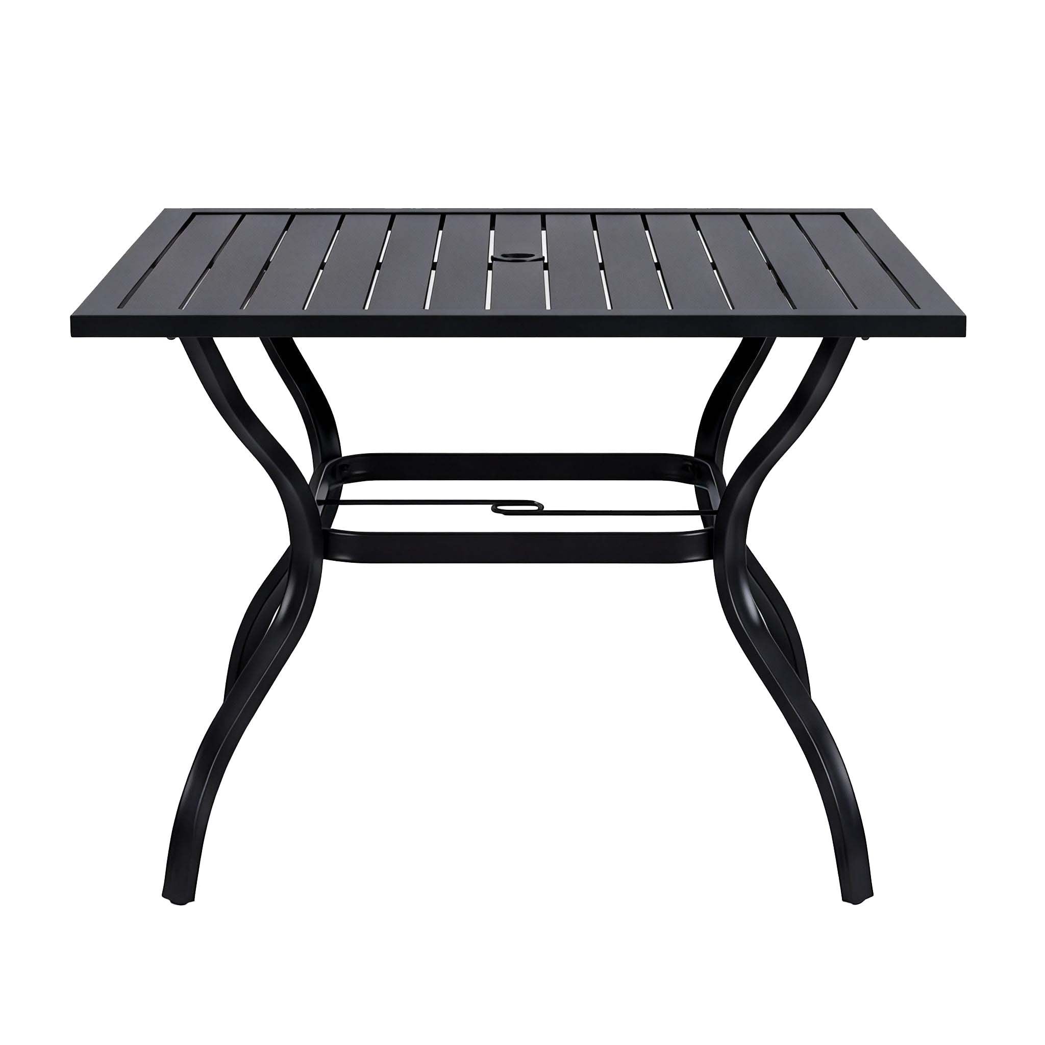 Metal Steel Slat Patio Dining Table Square Backyard Bistro Table Outdoor Furniture Garden Table