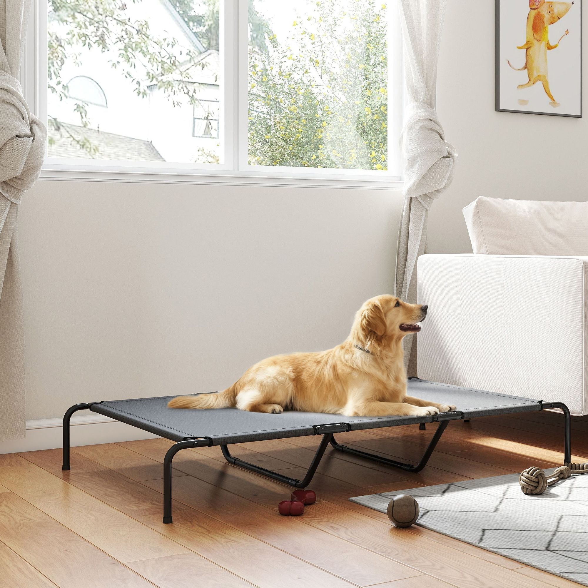 Elevated Dog Bed for Large Breeds Gray 60"L