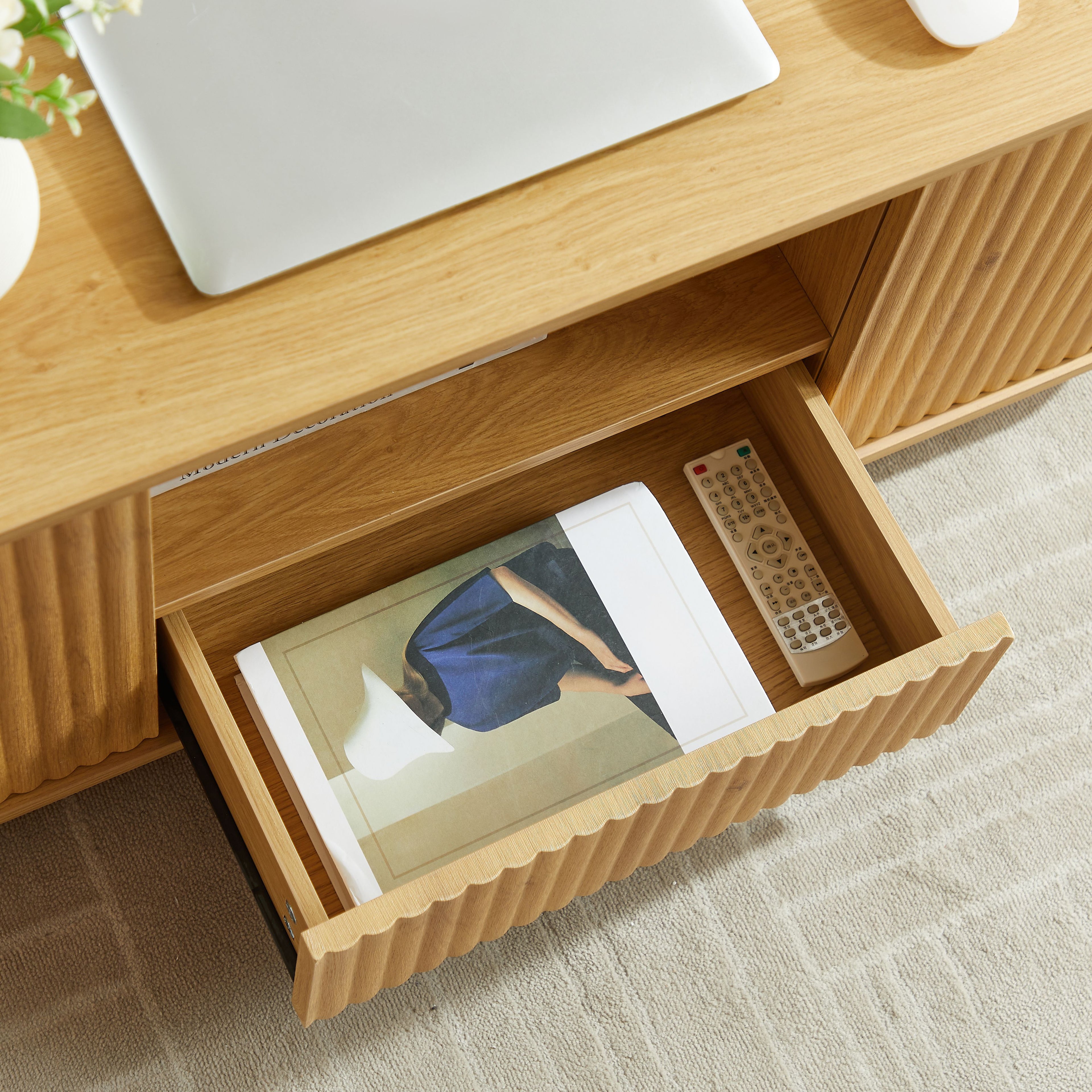 46.5"modern luxury oval coffee table with drawers and storage compartments, curved contour design, living room center coffee table, suitable for living rooms and offices