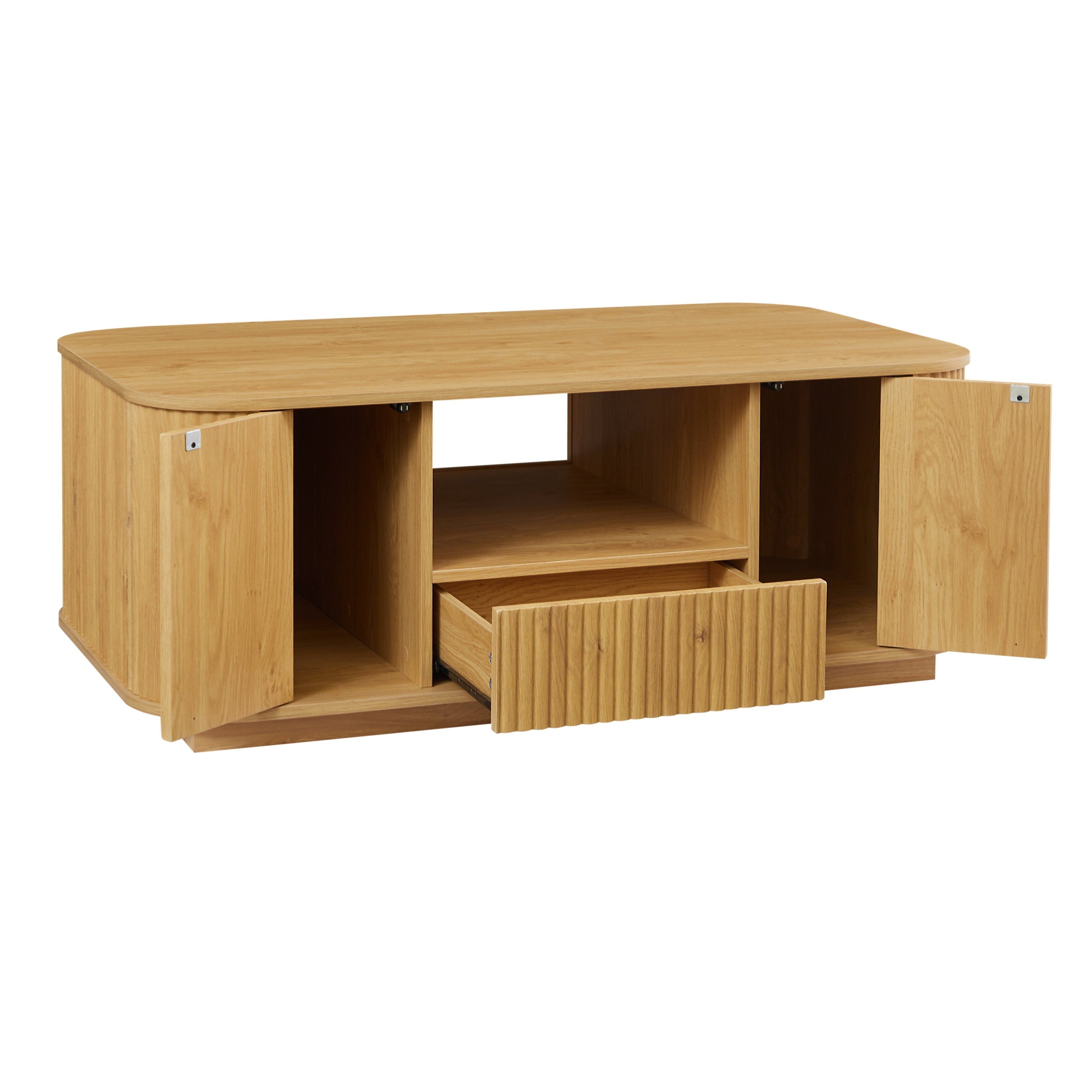 46.5"modern luxury oval coffee table with drawers and storage compartments, curved contour design, living room center coffee table, suitable for living rooms and offices