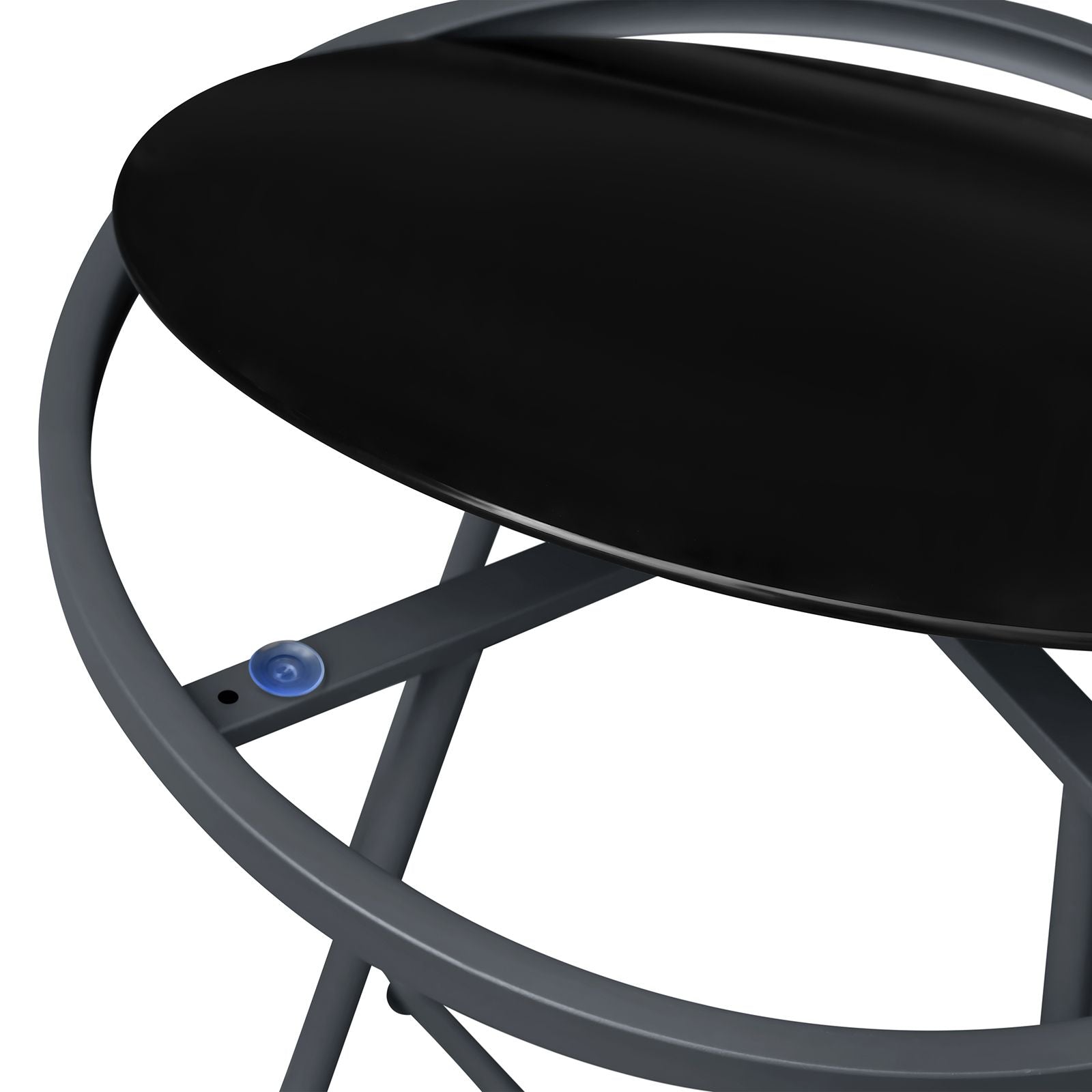 Outdoor Round Side Table, 17.3" Weather Resistant Patio End Table with Tempered Glass Top & Metal Frame, Small Coffee Table for Porch, Balcony, Garden, Poolside, Living Room