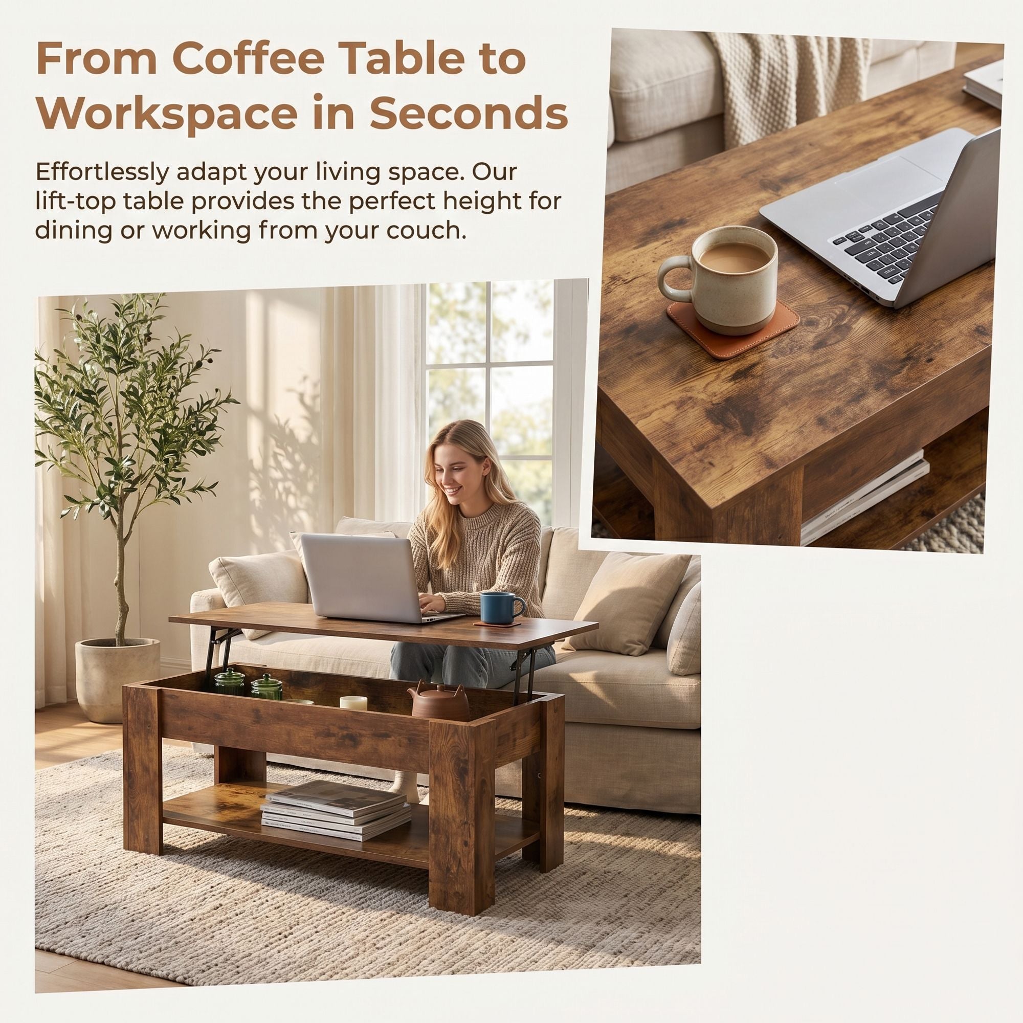 Modern Coffee Tables for Living Room,Lift Top Coffee Table with Storage