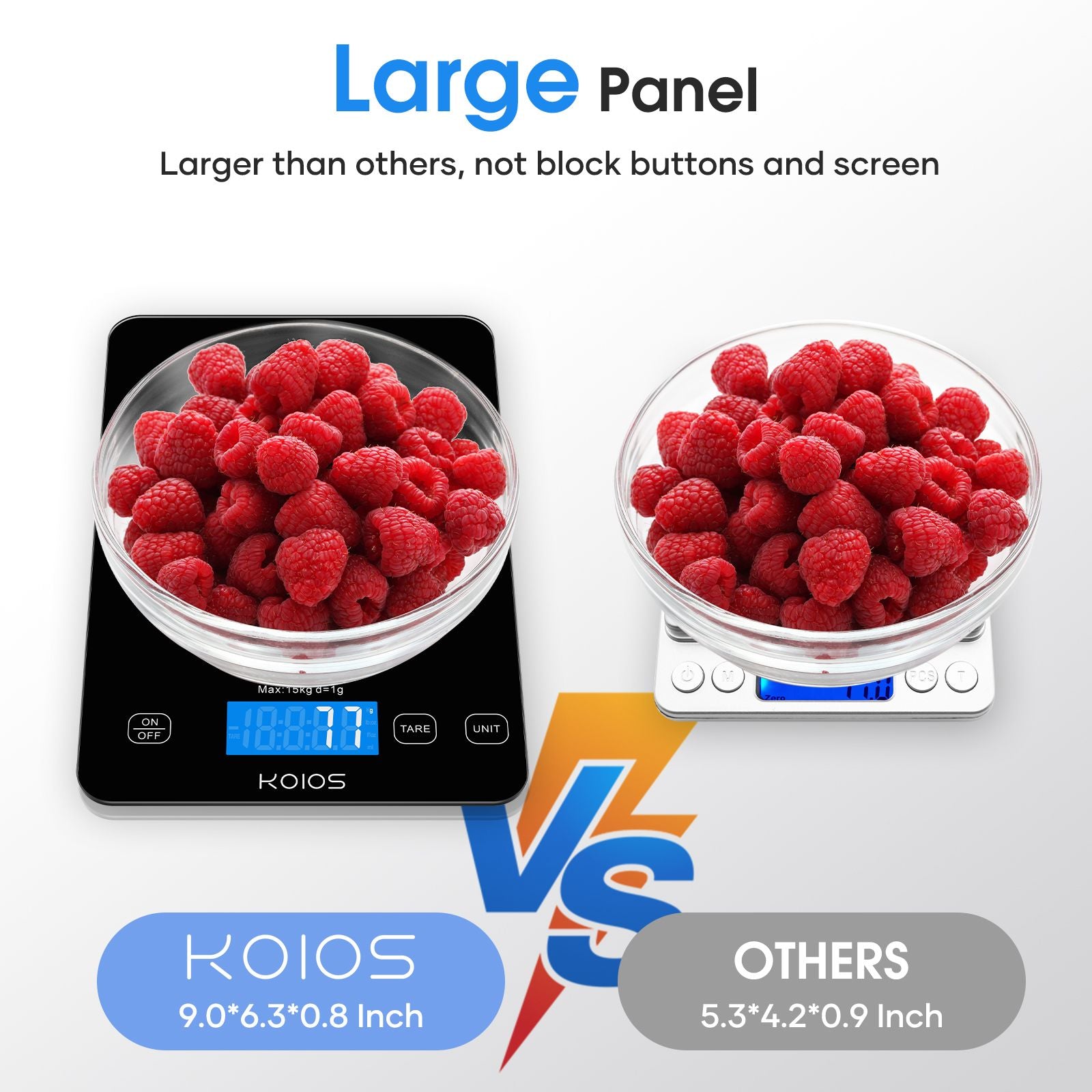 KOIOS Food Scale, 33lb/15kg Digital Kitchen Scale Grams and Ounces for Cooking Baking, 1g/0.1oz Precise Graduation, Type-C Charging, Tare Function, AAA Battery Included(Black)