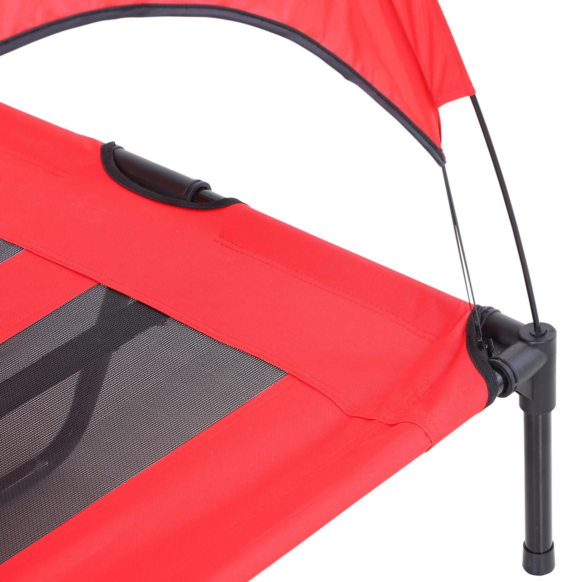 48" x 36" Elevated Portable Dog Cot Cooling Pet Bed with UV Protection Canopy Shade, Red
