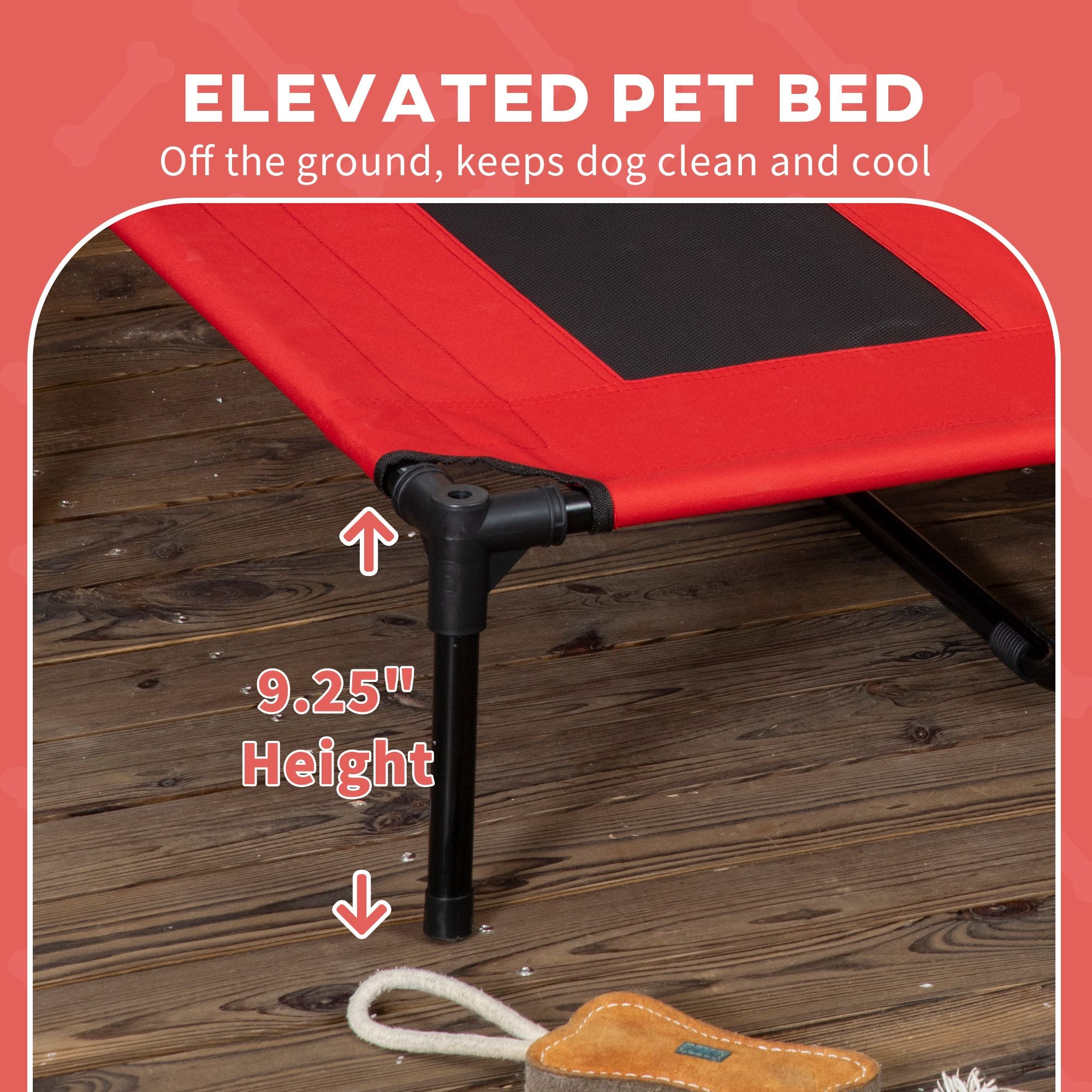 48" x 36" Elevated Portable Dog Cot Cooling Pet Bed with UV Protection Canopy Shade, Red