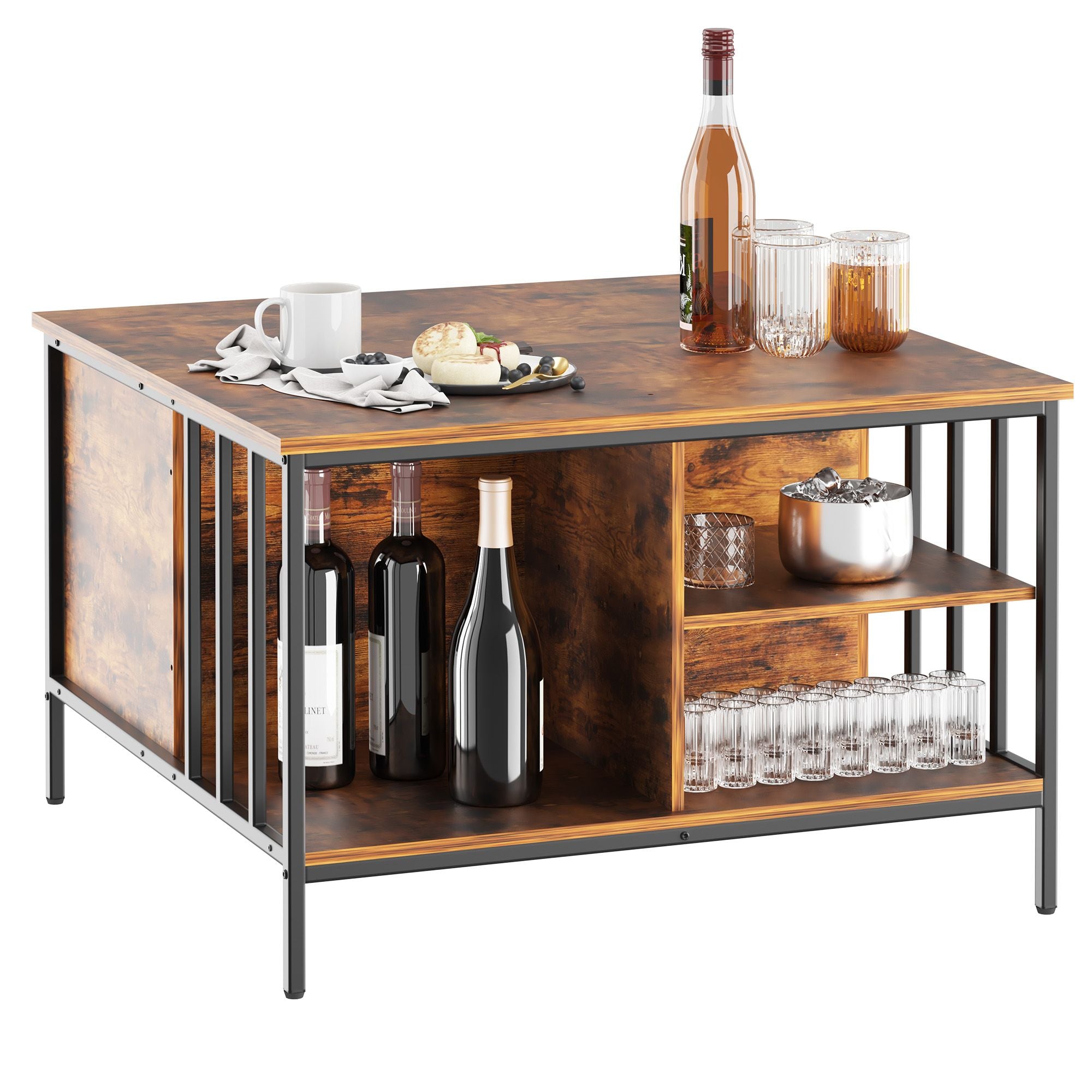Farmhouse Lift Top Coffee Table with Storage - 31.5" Adjustable Height Living Room Table, Multifunctional Center for Family with Hidden Compartment & 3 Shelves(110lbs Capacity, Easy to Clean)