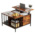 Farmhouse Lift Top Coffee Table with Storage - 31.5" Adjustable Height Living Room Table, Multifunctional Center for Family with Hidden Compartment & 3 Shelves(110lbs Capacity, Easy to Clean)