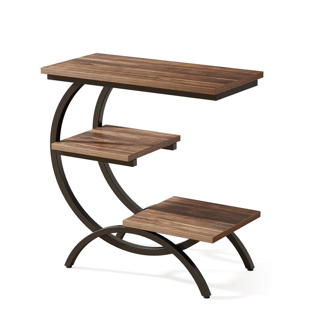 C-shaped end table, coffee table, three-layer side table, three-layer storage, suitable for small spaces
