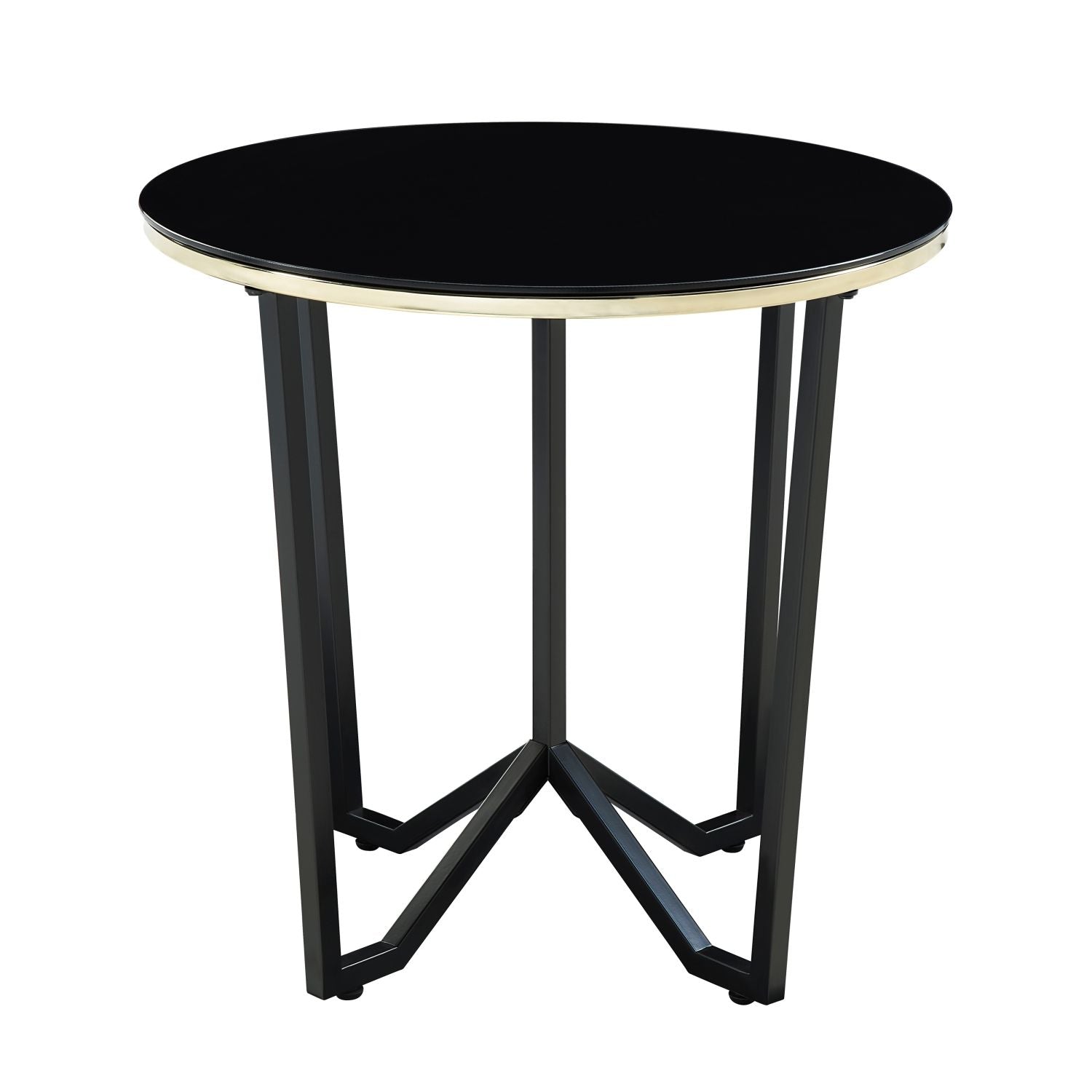 Round Coffee Table and End Tables 3pc Set Black Tempered Glass Top Metal Frame Modern Living Room Furniture