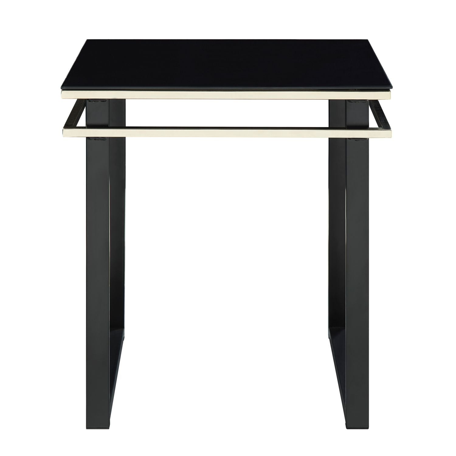 Black Coffee Table and End Tables Set Occasional 3pc Tables Tempered Glass Top Metal Frame Modern Living Room Furniture