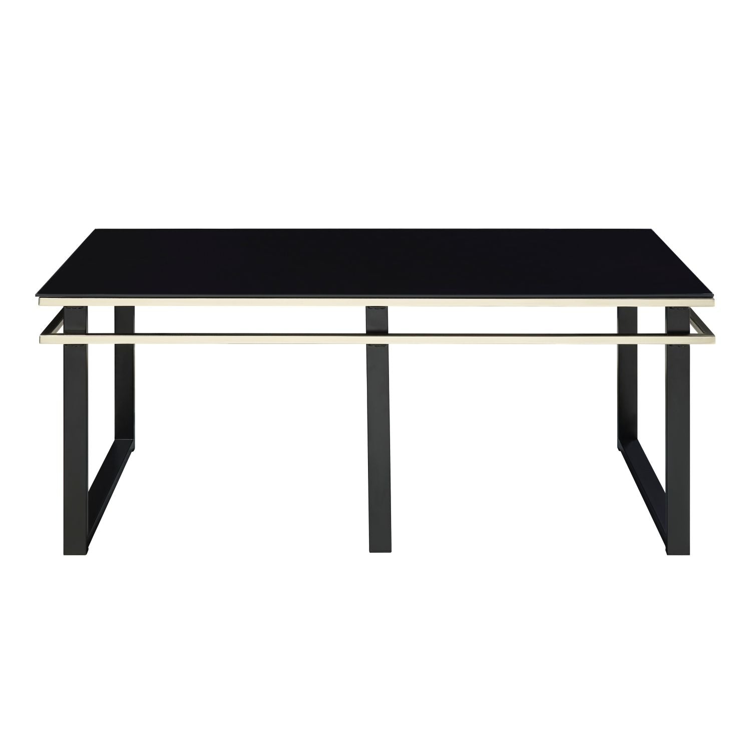 Black Coffee Table and End Tables Set Occasional 3pc Tables Tempered Glass Top Metal Frame Modern Living Room Furniture