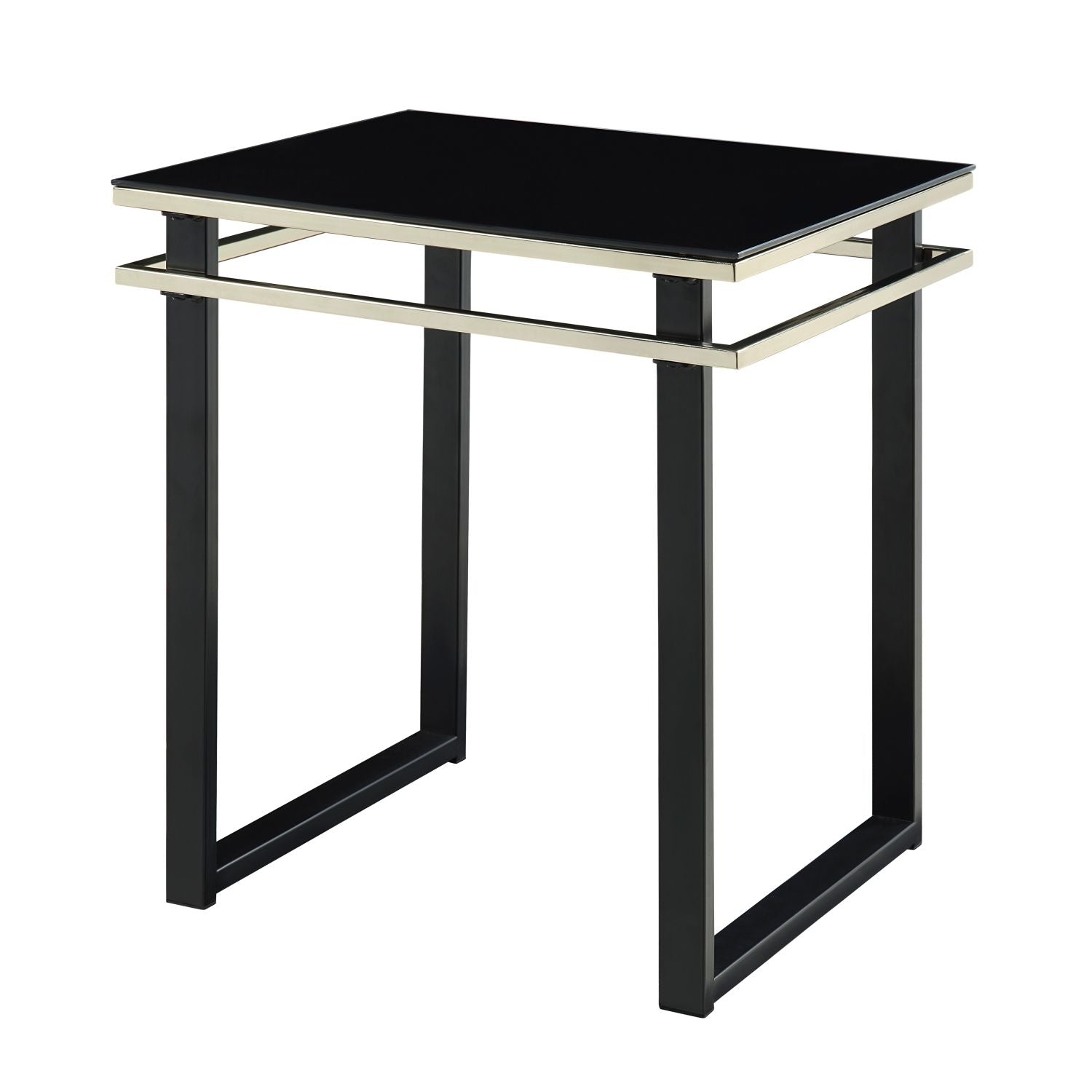 Black Coffee Table and End Tables Set Occasional 3pc Tables Tempered Glass Top Metal Frame Modern Living Room Furniture