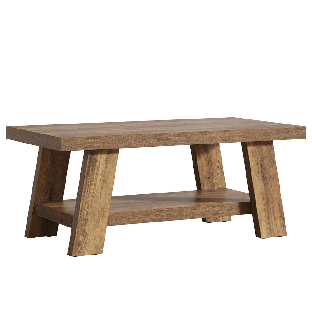 Coffee table, farmhouse double layered central table, sofa table with storage space