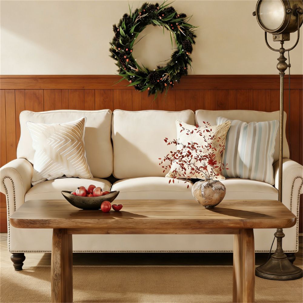 Central table, low cocktail coffee table with thick tabletop, sturdy base dining table
