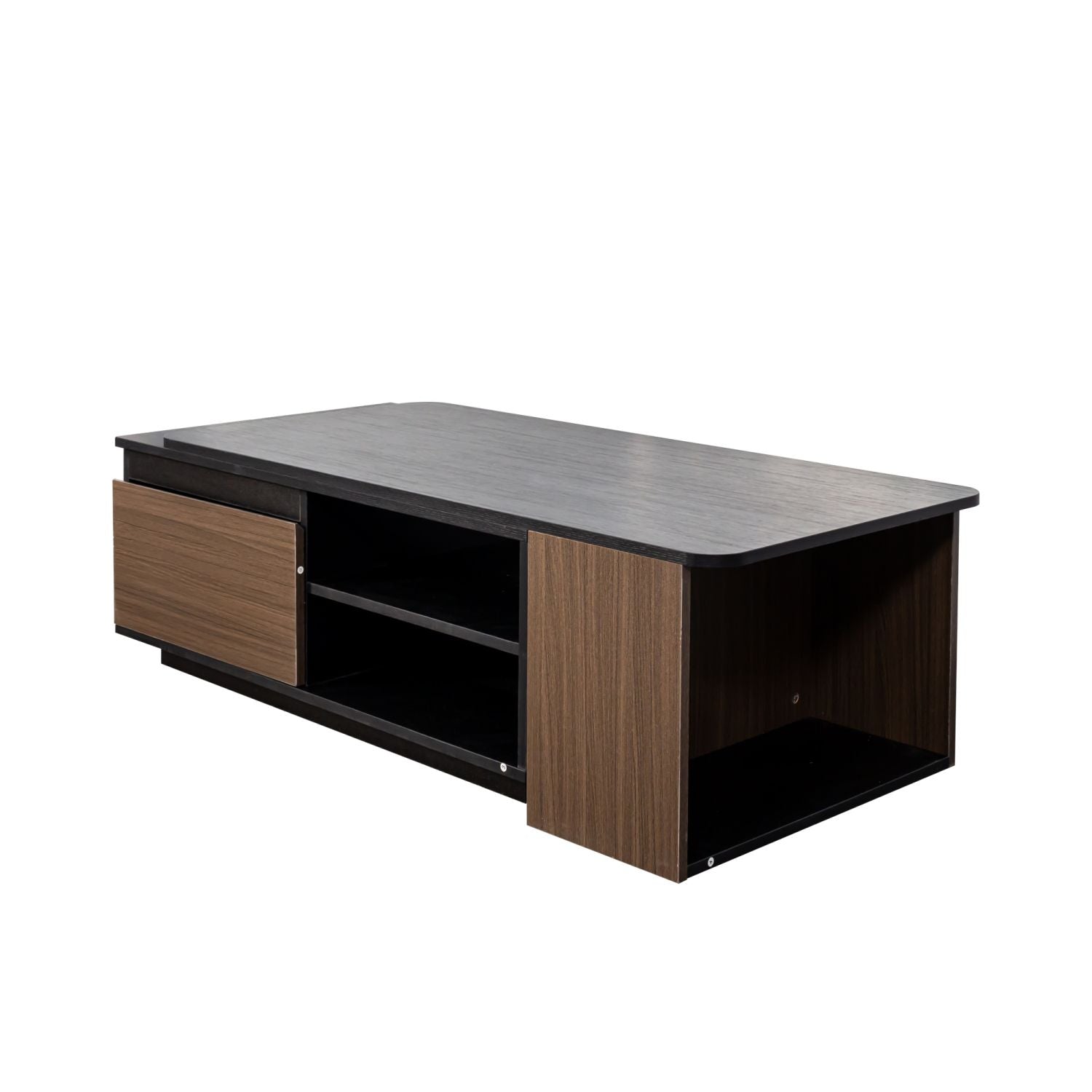 Extendable Coffee Table, Length Adjustable Wood Coffee Table with 2 Storage Drawers for Living Room, Large Long Rectangular Center Table