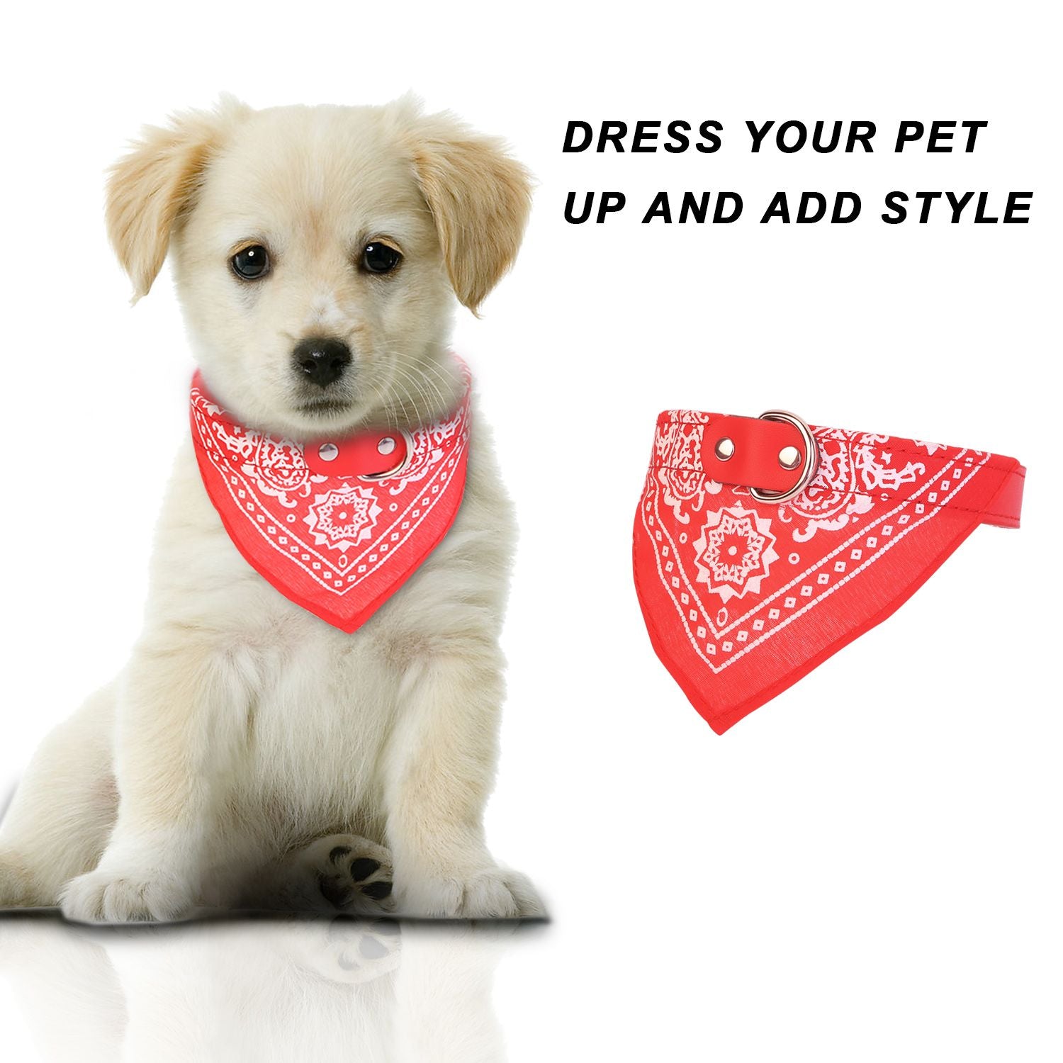 Adjustable Bandana Leather Pet Collar Triangle Scarf