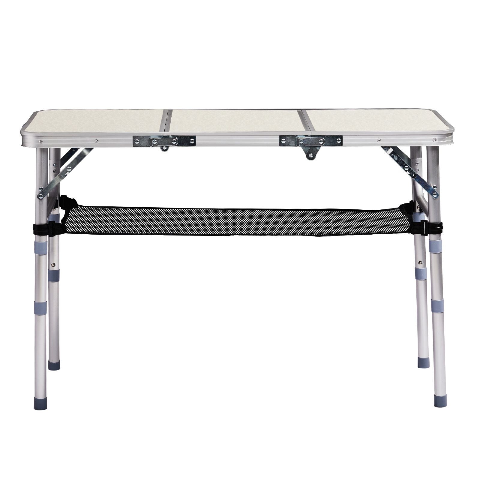 Outdoor Folding Camping Table, 3ft Portable Pinic Table with 3 Adjustable Height, Small Aluminum Foldable Lightweight Patio Side Table with Carry Handle for Outdoor Indoor Hiking Camp BBQ Beach, White