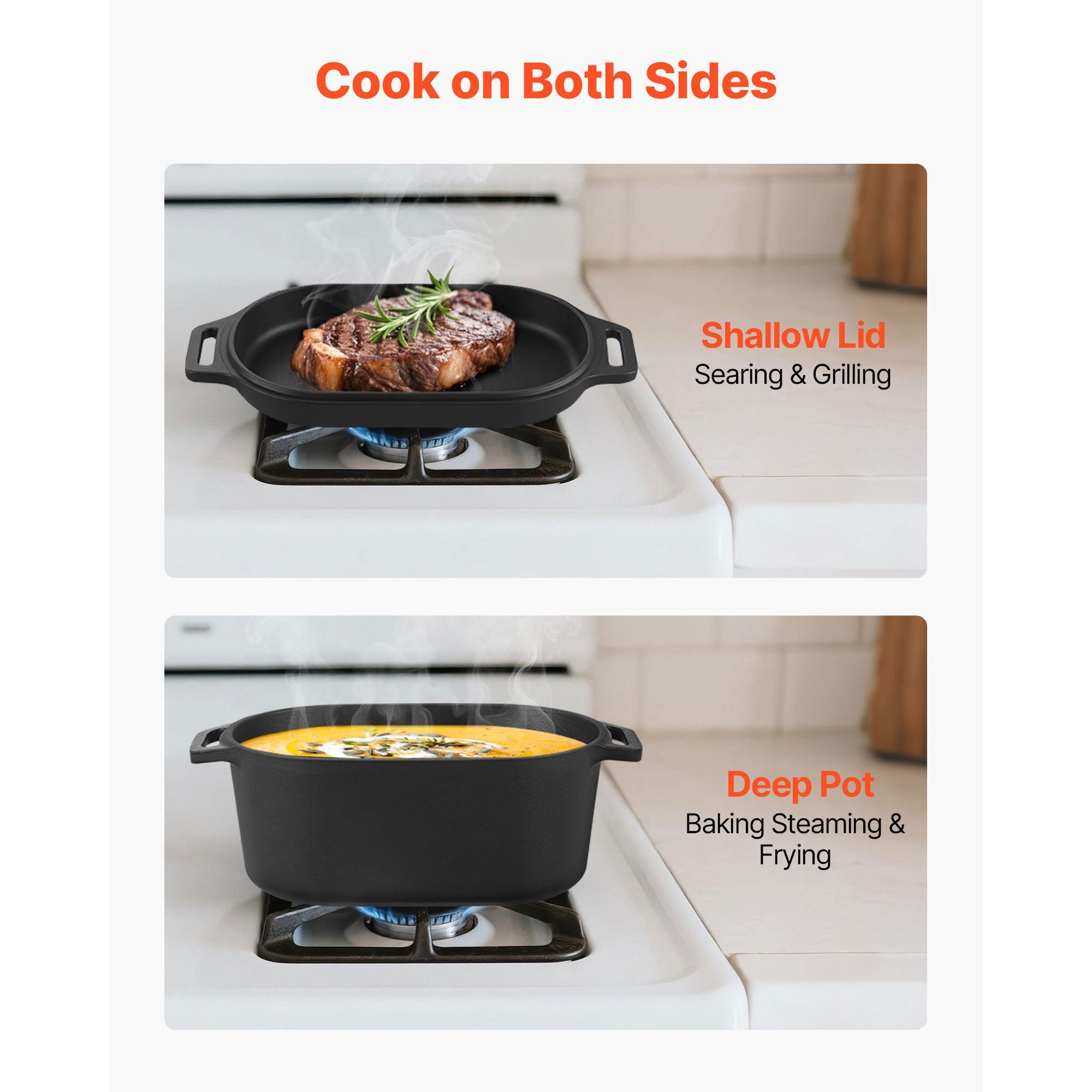 Enameled Cast Iron Dutch Oven, 3.5 Quart Pot with Lid and Dual Handles, Heavy-Duty Durable Cookware Pan, Oven Induction Compatible up to 500Fahrenheit, for Stews, Roasting, Bread Baking, Black
