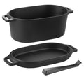 Enameled Cast Iron Dutch Oven, 3.5 Quart Pot with Lid and Dual Handles, Heavy-Duty Durable Cookware Pan, Oven Induction Compatible up to 500Fahrenheit, for Stews, Roasting, Bread Baking, Black