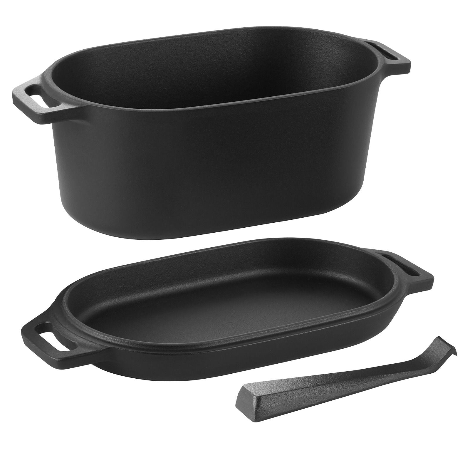 Enameled Cast Iron Dutch Oven, 3.5 Quart Pot with Lid and Dual Handles, Heavy-Duty Durable Cookware Pan, Oven Induction Compatible up to 500Fahrenheit, for Stews, Roasting, Bread Baking, Black
