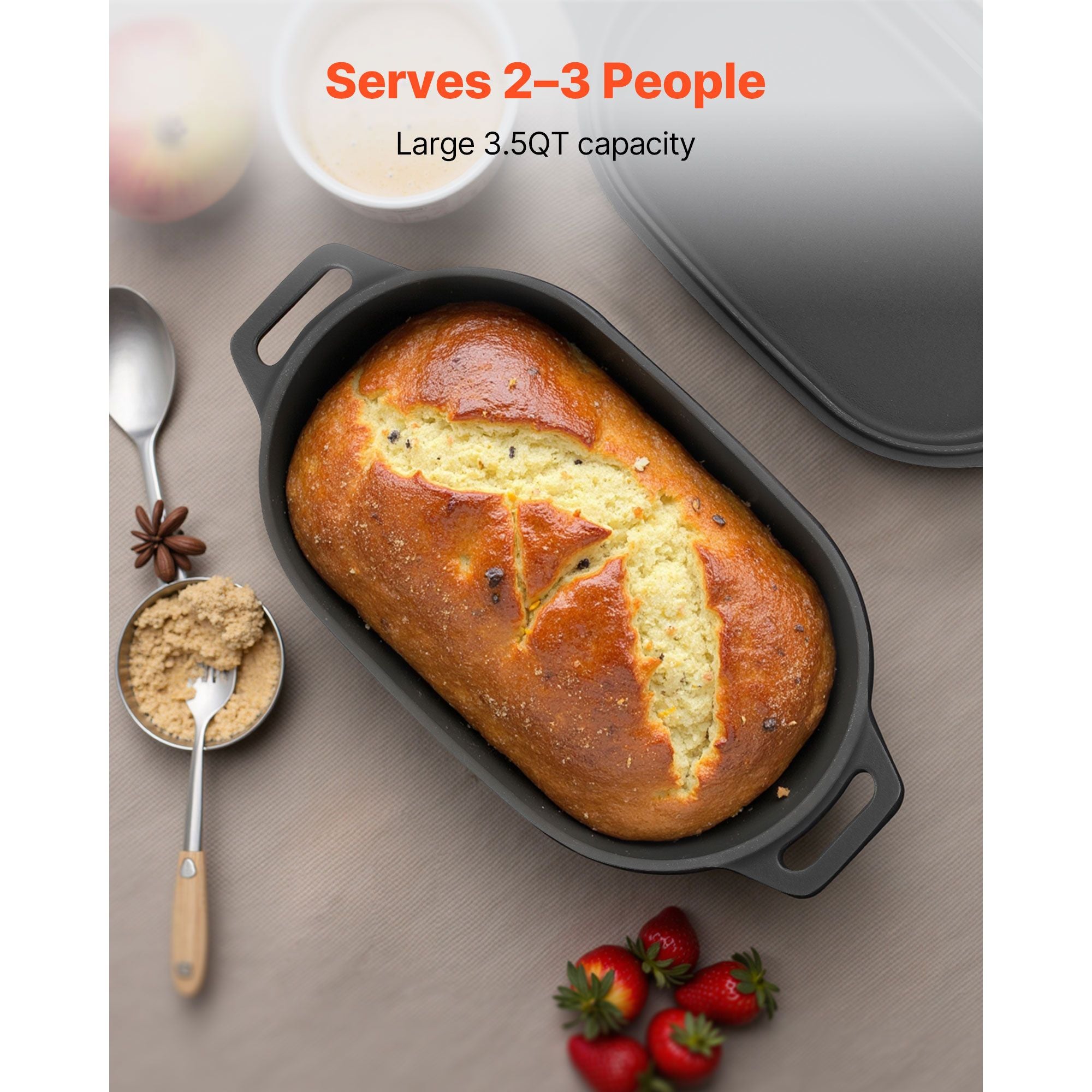 Enameled Cast Iron Dutch Oven, 3.5 Quart Pot with Lid and Dual Handles, Heavy-Duty Durable Cookware Pan, Oven Induction Compatible up to 500Fahrenheit, for Stews, Roasting, Bread Baking, Black