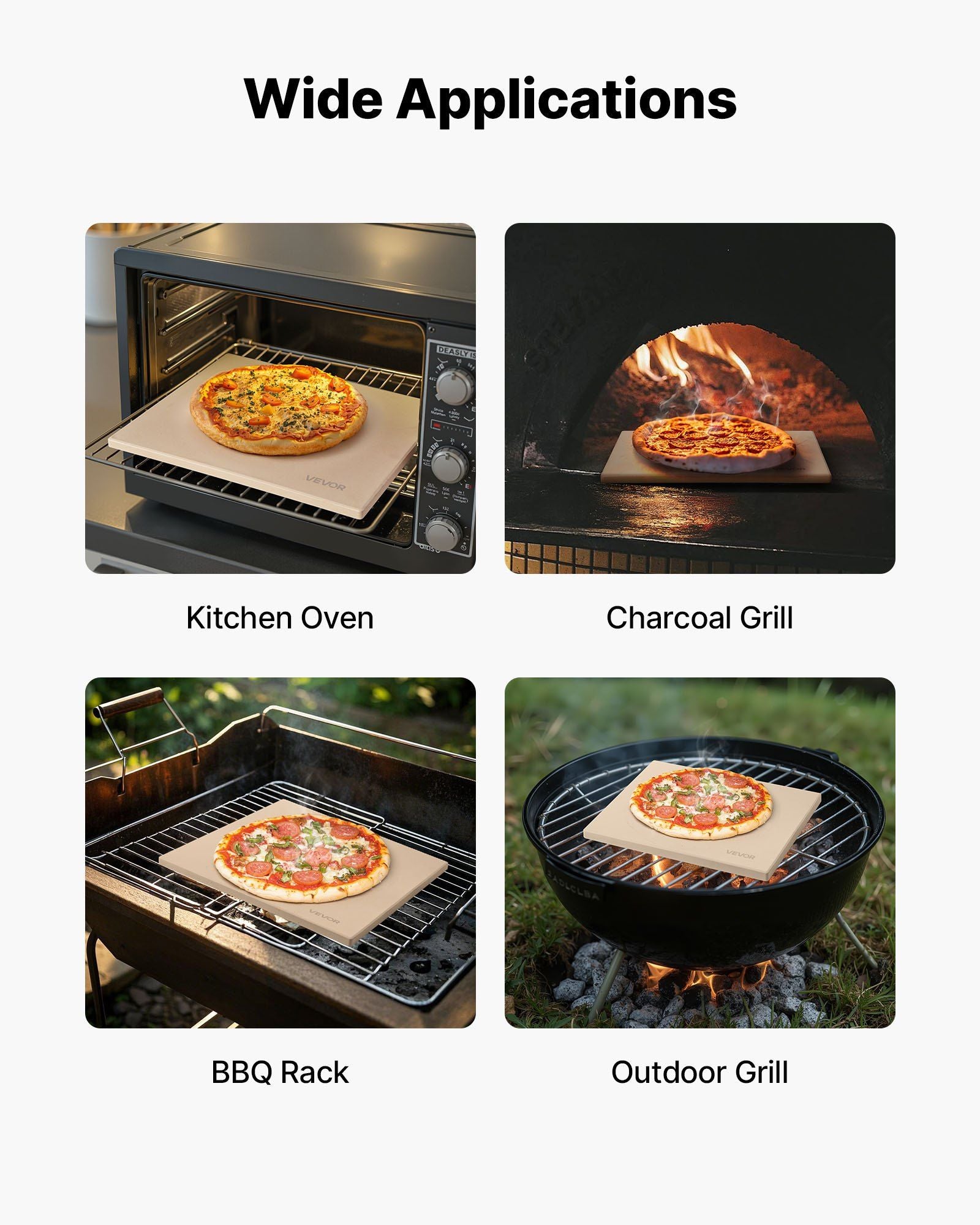 Pizza Stone, 15 x 12 in Rectangular Cordierite Pizza Stone, Extra Large Baking-Stone with Scraper, 0.6 in Thick Heat-Resistant Cordierite, for Kitchen Oven, Baking Bread & Pizzas, BBQ Grilling