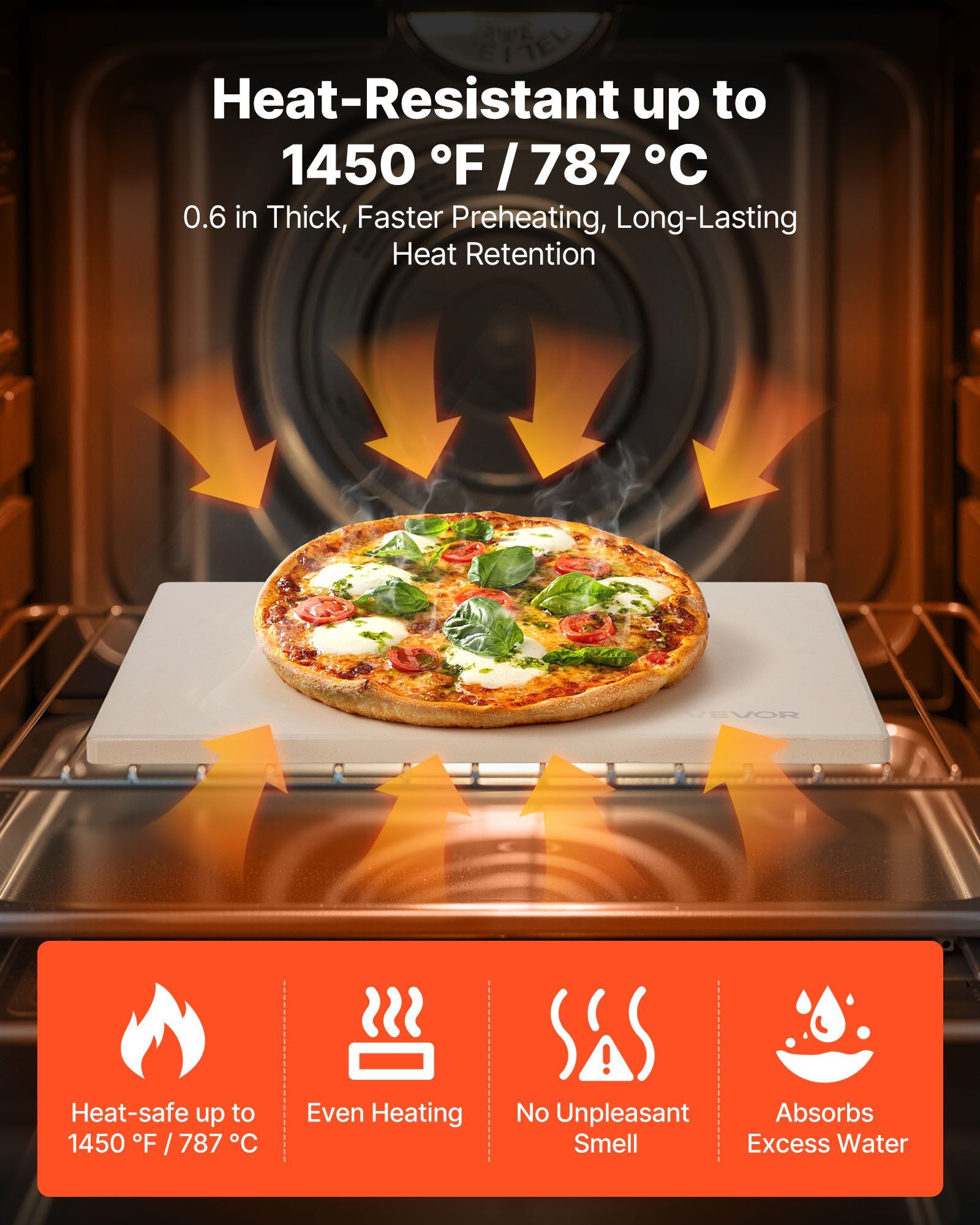 Pizza Stone, 15 x 12 in Rectangular Cordierite Pizza Stone, Extra Large Baking-Stone with Scraper, 0.6 in Thick Heat-Resistant Cordierite, for Kitchen Oven, Baking Bread & Pizzas, BBQ Grilling