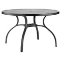 Outdoor Patio Dining Table, 47 inch Round Metal Steel Slat Backyard Bistro Tables, with 1.5 in Umbrella Hole, Outside All-Weather Large Furniture for Lawn Garden Porch, Black