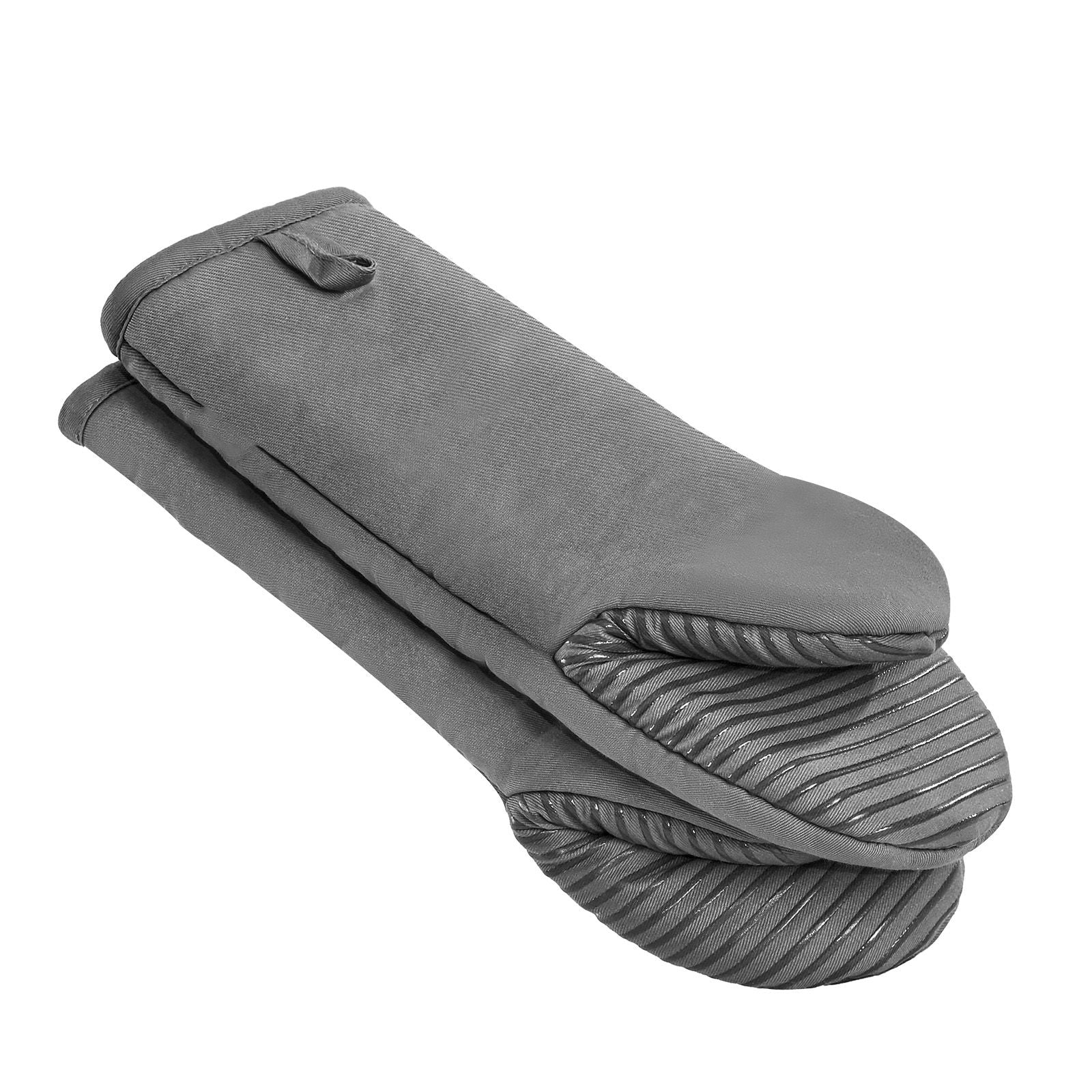Oven Mitts, Mini Oven Mitt Set with Non-Slip Silicone Strips, High Heat Resistant to 500Fahrenheit, Lightweight Cotton Baking Mitts 13.07 x 6.1 inch with 2 No-Marks Hooks for Kitchen, 2 Piece