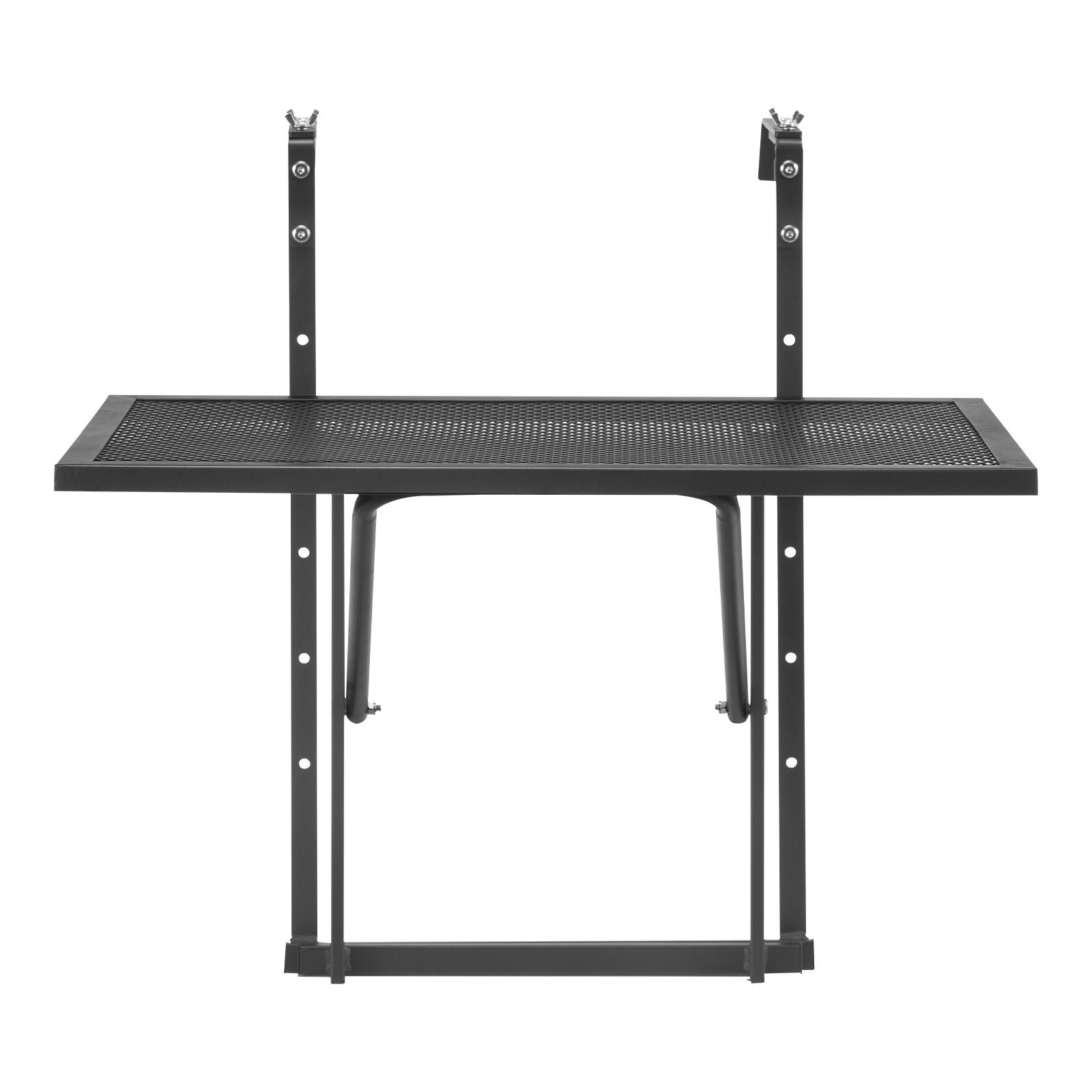 Balcony Hanging Table, 19 x 24 in Metal Folding Balcony Railing Table, Outdoor Balcony Bar Table for Railings, 5-Level Adjustable, Fit Railing from 1" to 4.7", Serving Table for Patio & Deck