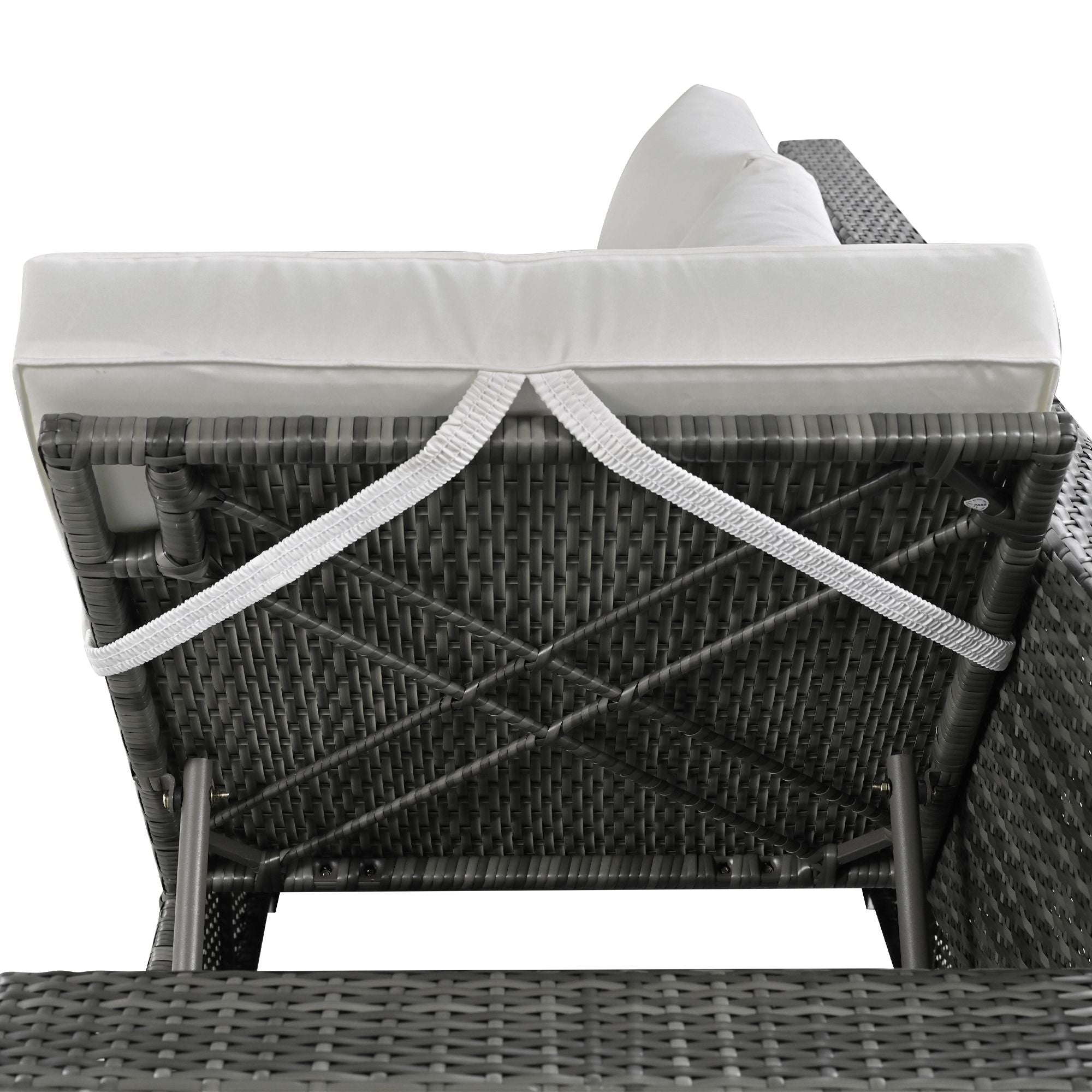 Outdoor 6-Piece All Weather PE Rattan Sofa Set; Garden Patio Wicker Sectional Furniture Set with Adjustable Seat; Storage Box; Removable Covers and Tempered Glass Top Table