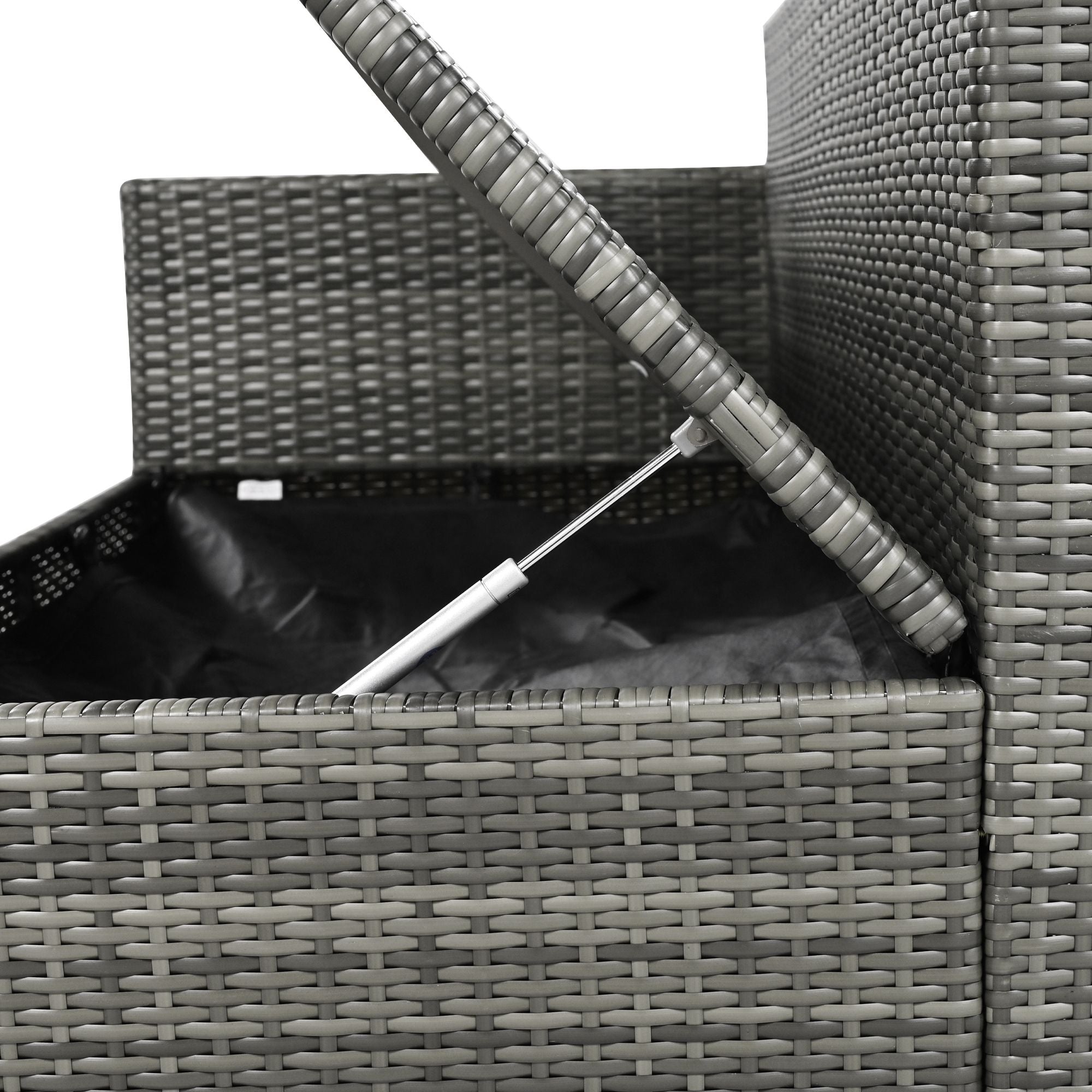 Outdoor 6-Piece All Weather PE Rattan Sofa Set; Garden Patio Wicker Sectional Furniture Set with Adjustable Seat; Storage Box; Removable Covers and Tempered Glass Top Table