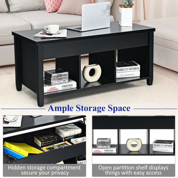 Wood Lift Top Coffee Table with Storage Lower Shelf