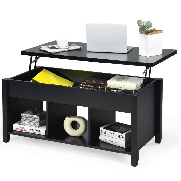 Wood Lift Top Coffee Table with Storage Lower Shelf