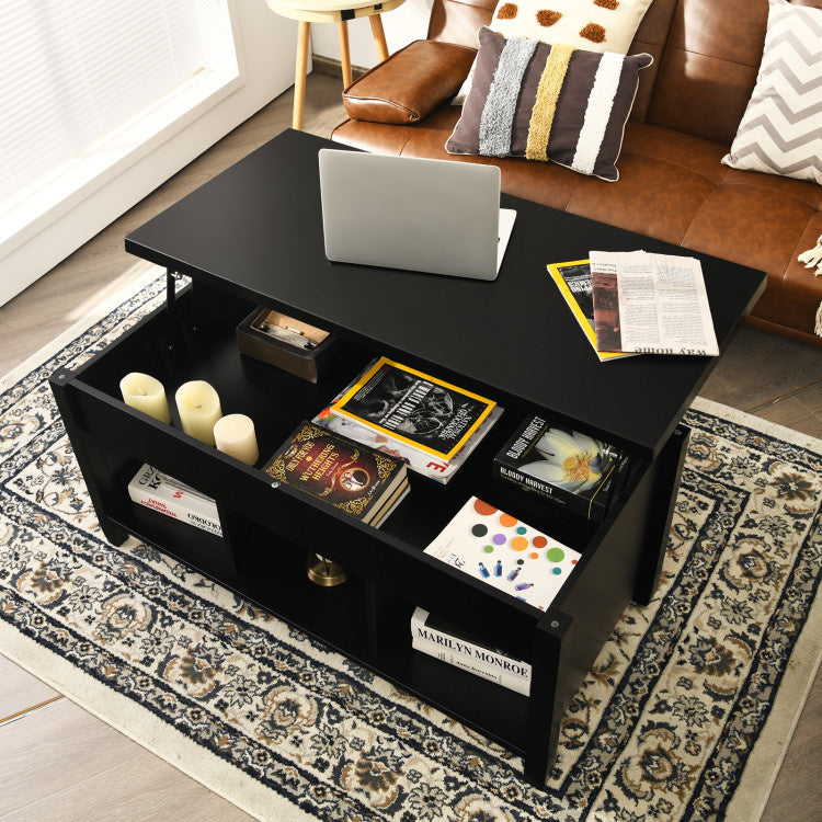 Wood Lift Top Coffee Table with Storage Lower Shelf