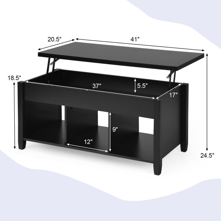 Wood Lift Top Coffee Table with Storage Lower Shelf