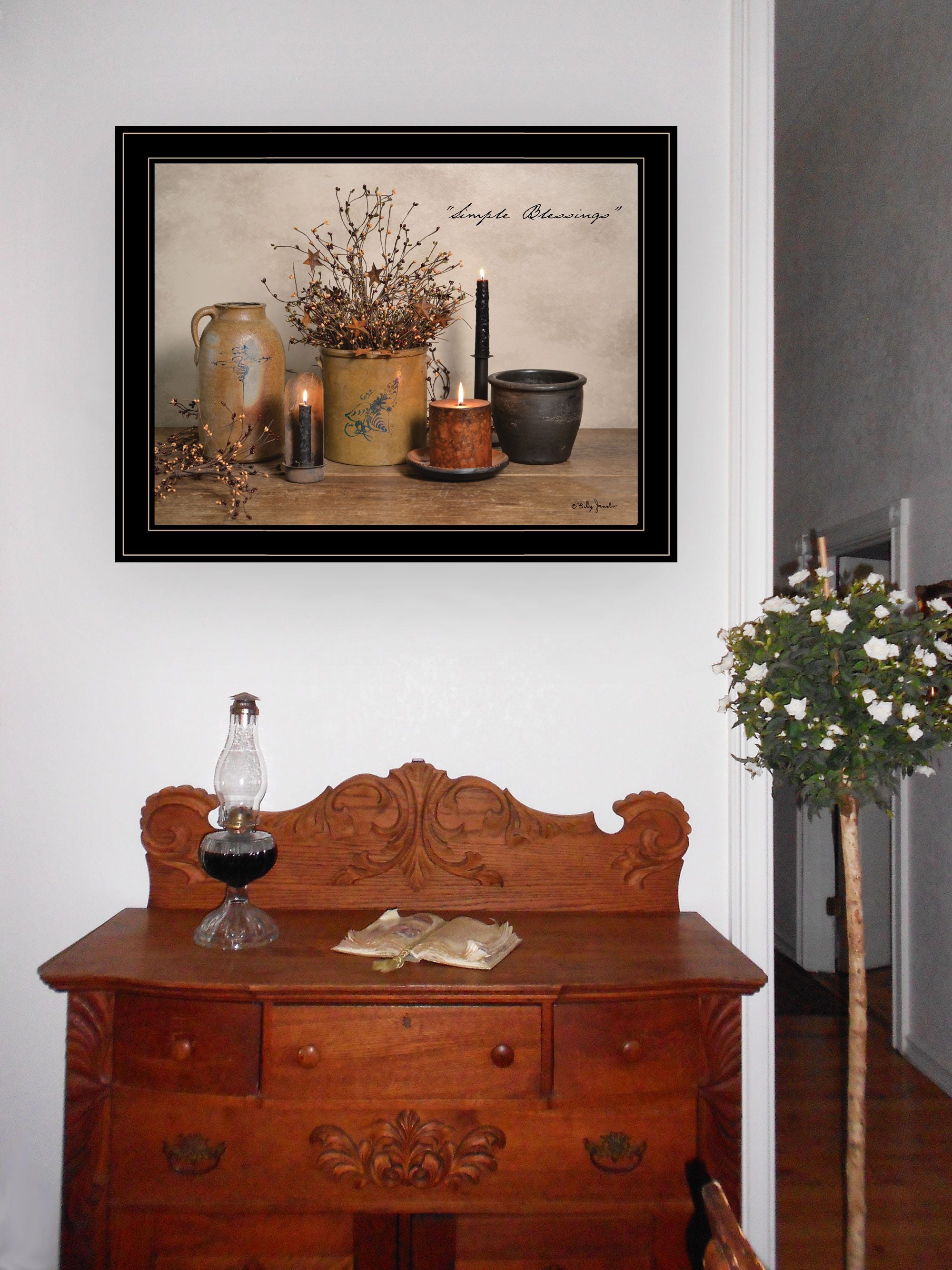 Trendy Decor 4U "Simple Blessings" Framed Wall Art, Modern Home Decor Framed Print for Living Room, Bedroom & Farmhouse Wall Decoration by Billy Jacobs