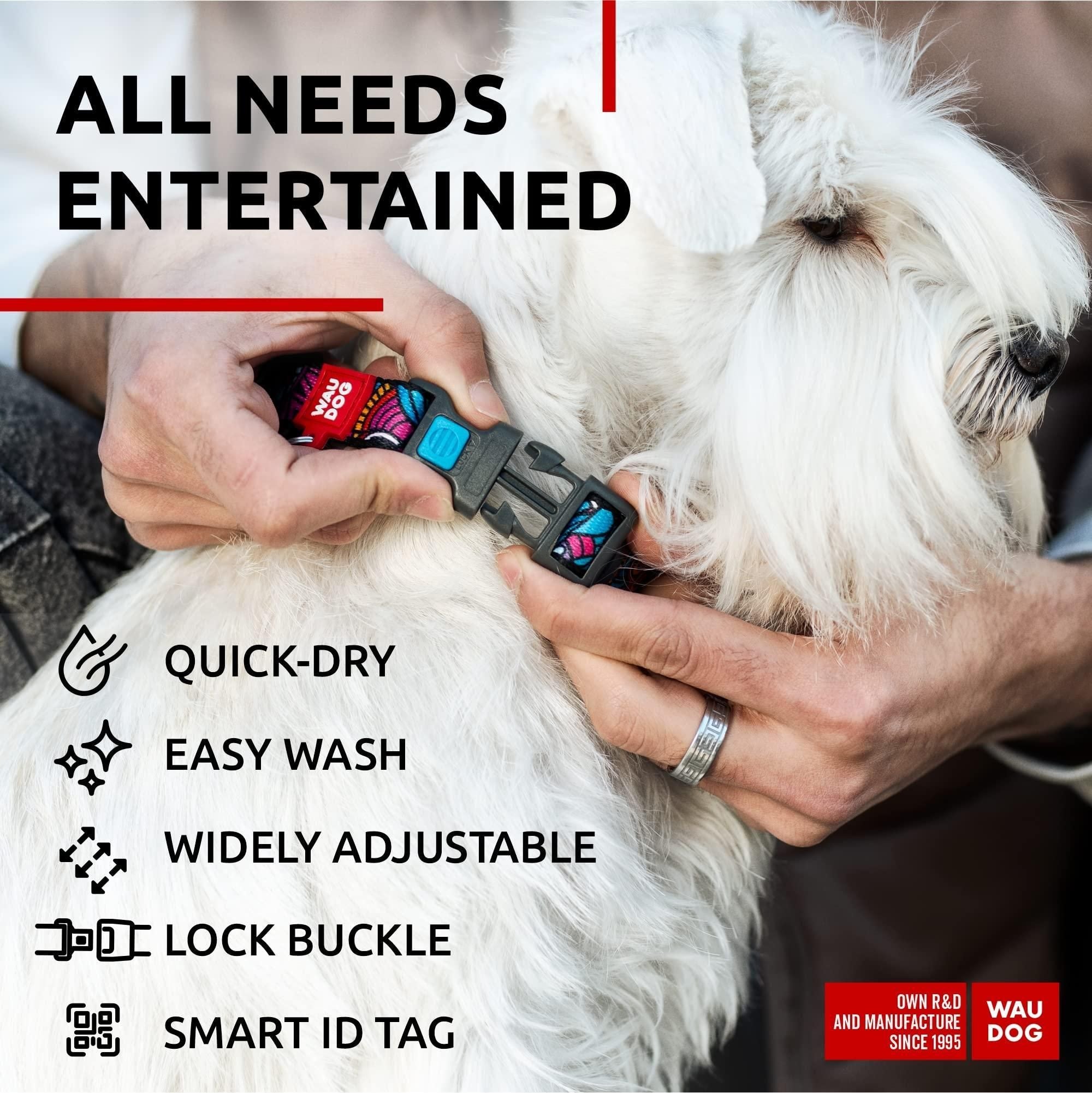 Nylon Dog Collar Adjustable for Large Dogs Small Medium Dogs 9-14 inch Neck x 3/5 inch Wide  Breakaway Collars for Boy Girl Dog with Durable Plastic Buckle and QR Dog Tag
