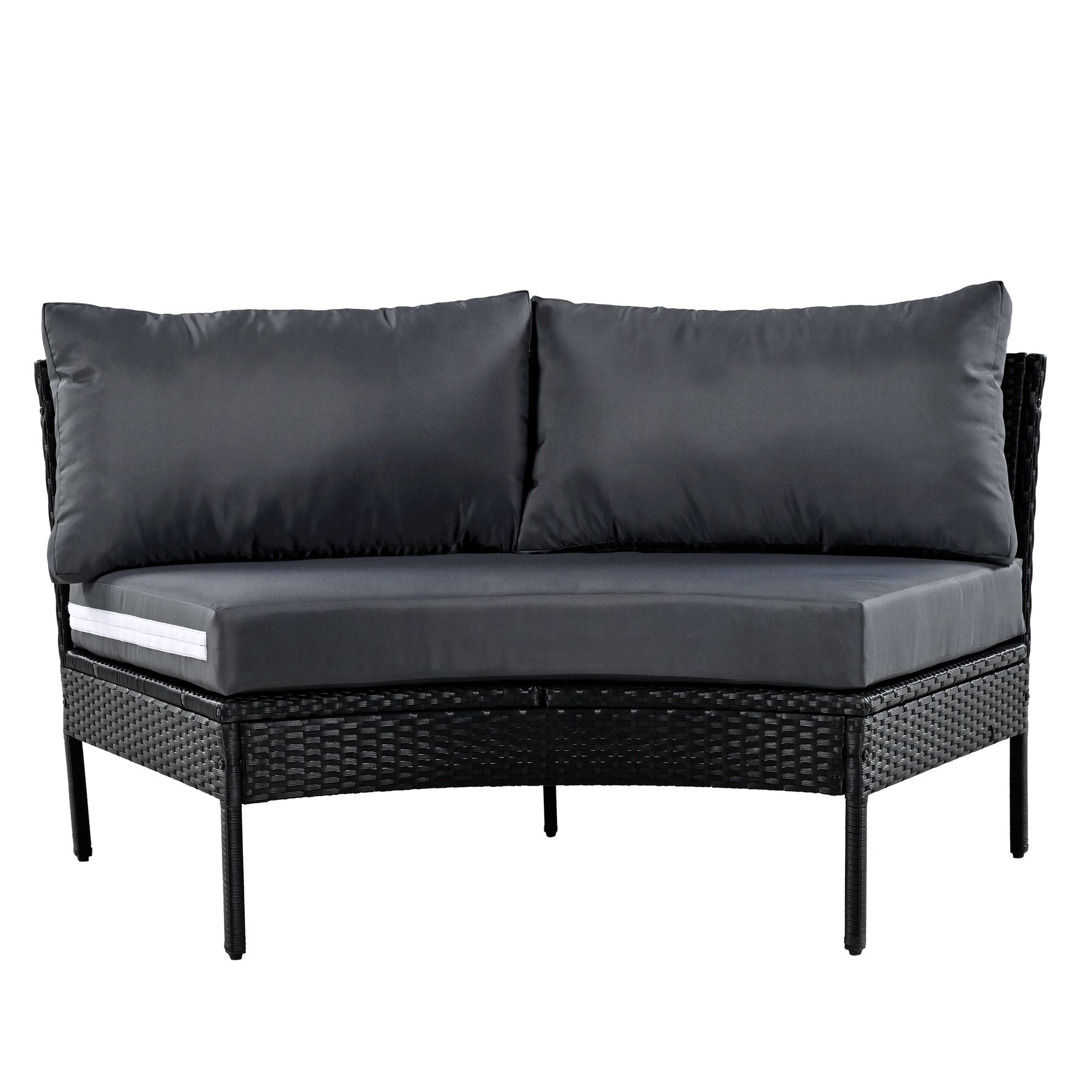 U_STYLE Patio Furniture Set, 3 Piece Curved Outdoor Conversation Set, All Weather Sectional Sofa with Cushions