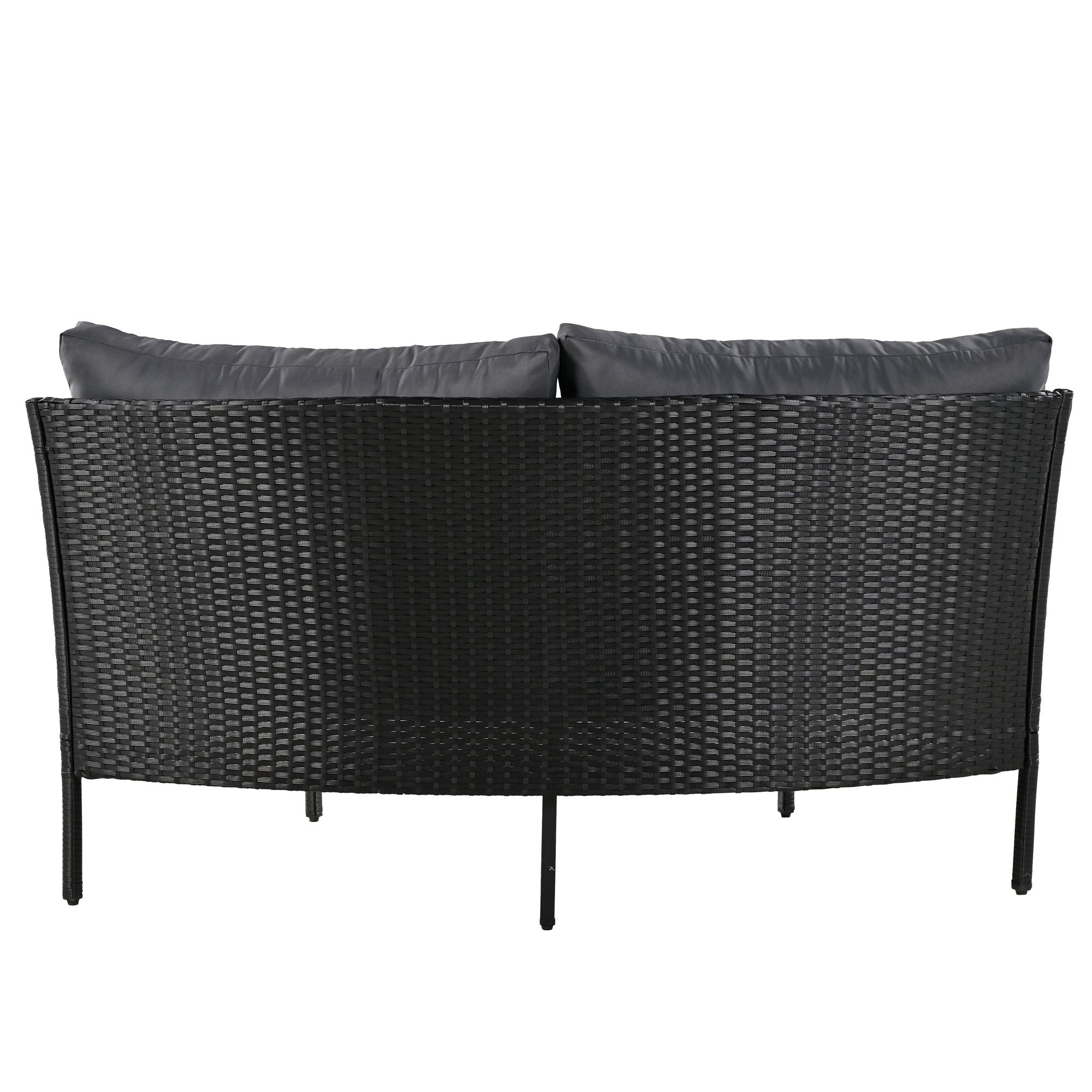 U_STYLE Patio Furniture Set, 3 Piece Curved Outdoor Conversation Set, All Weather Sectional Sofa with Cushions