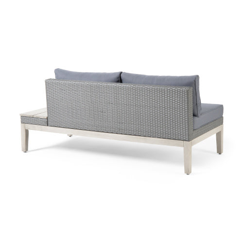 Loft Outdoor Acacia Wood and Wicker 5 Seater Sectional Sofa Set