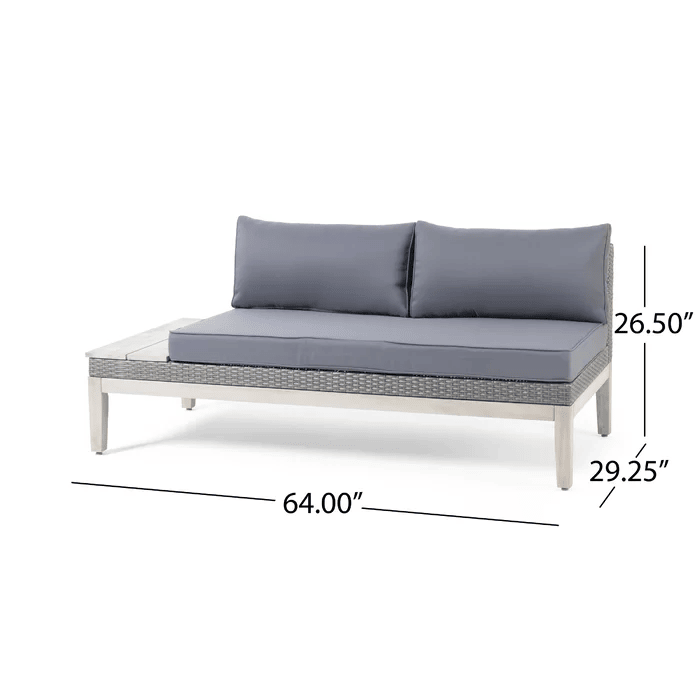 Loft Outdoor Acacia Wood and Wicker 5 Seater Sectional Sofa Set