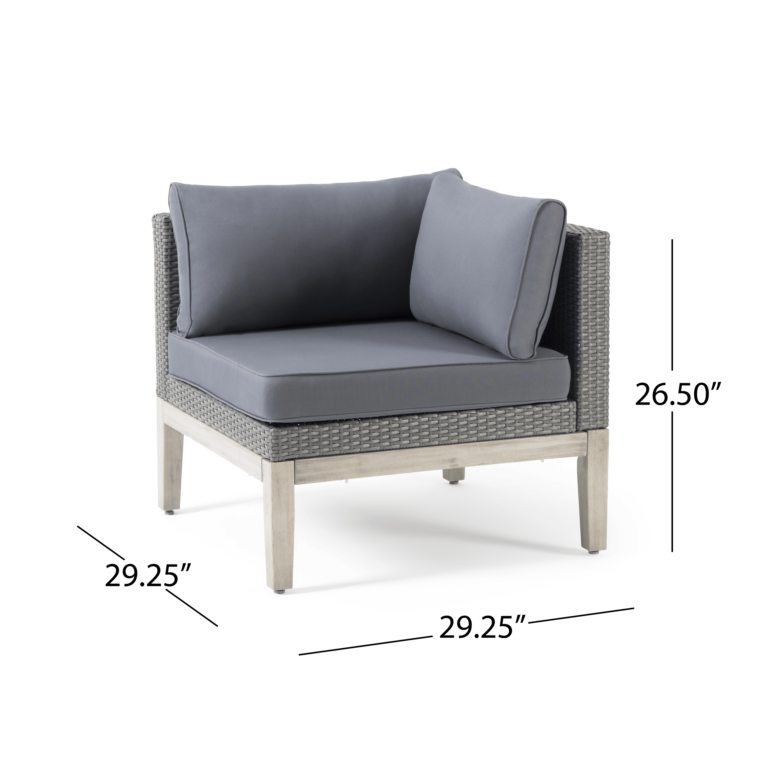 Loft Outdoor Acacia Wood and Wicker 5 Seater Sectional Sofa Set