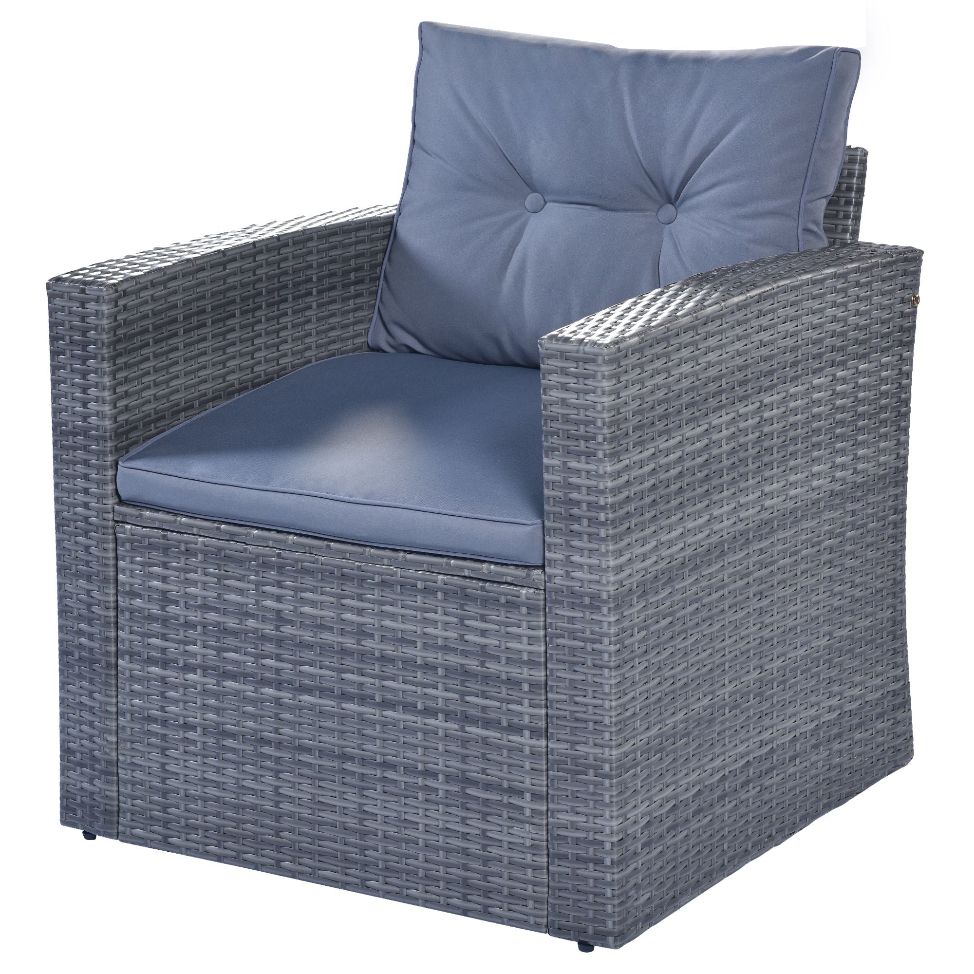 GO 6-piece All-Weather Wicker PE rattan Patio Outdoor Dining Conversation Sectional Set with coffee table, wicker sofas, ottomans, removable cushions (Dark grey wicker, Light grey cushion)