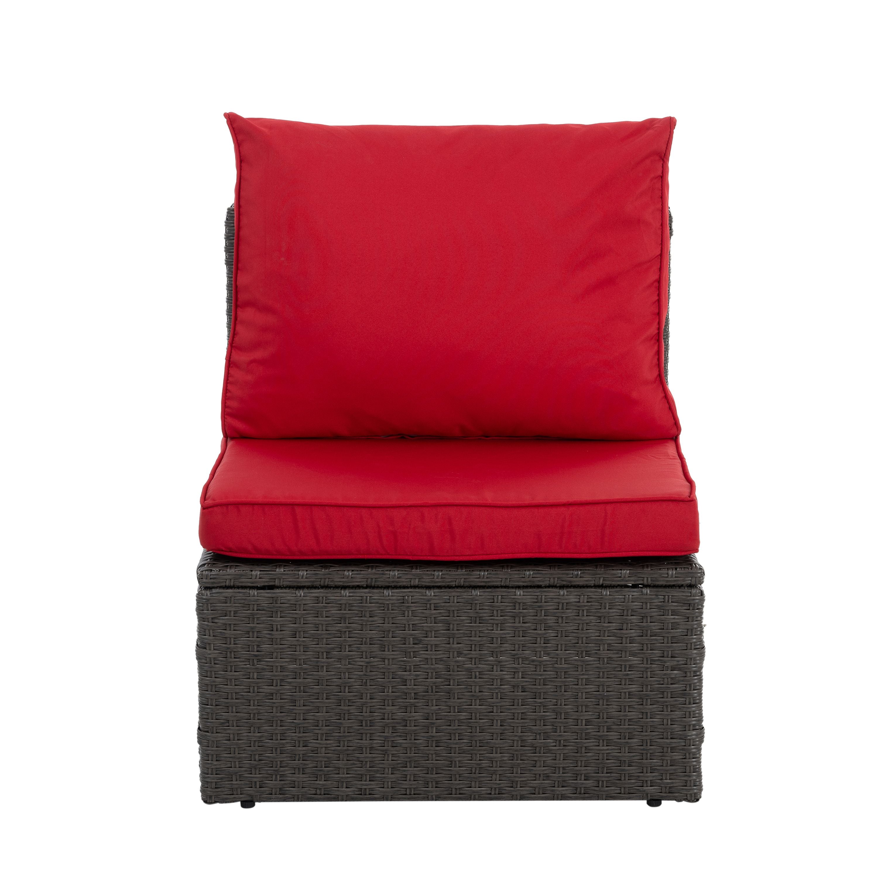 Patio Furniture, Outdoor Furniture, Seasonal PE Wicker Furniture,7 PCS Set Wicker Furniture with Lounger Sofa