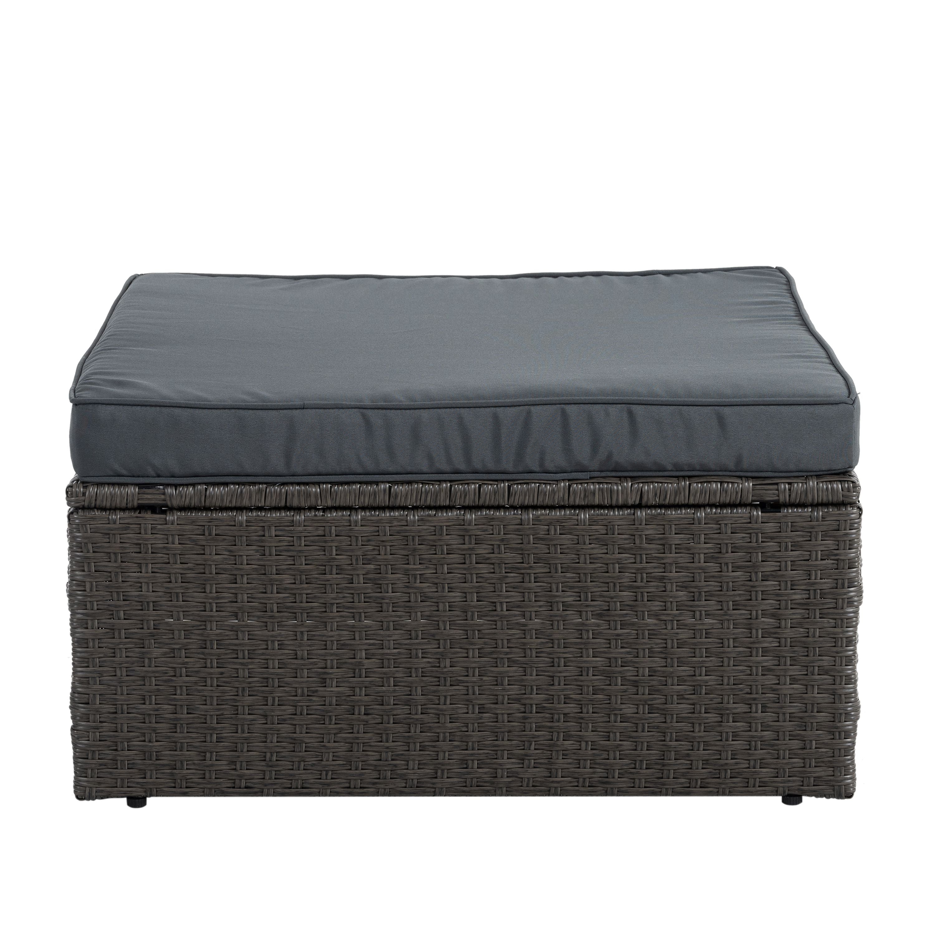 Patio Furniture, Outdoor Furniture, Seasonal PE Wicker Furniture,7 PCS Set Wicker Furniture with Lounger Sofa