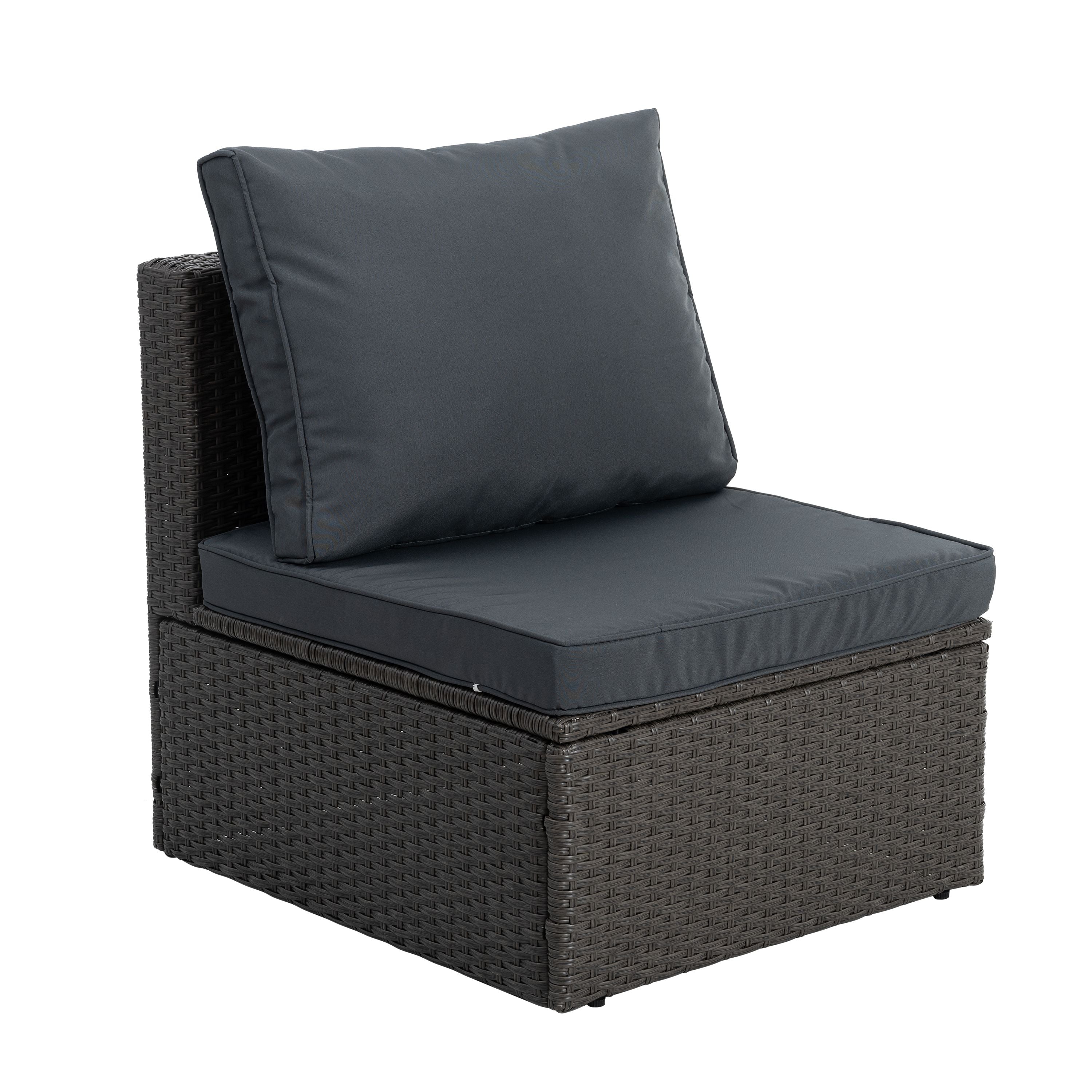 Patio Furniture, Outdoor Furniture, Seasonal PE Wicker Furniture,7 PCS Set Wicker Furniture with Lounger Sofa