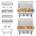 VEVOR 2-Pack Rectangle Chafing Dish Set 2 Full-Size 8Qt Pan 4 Half-Size 4Qt Pans