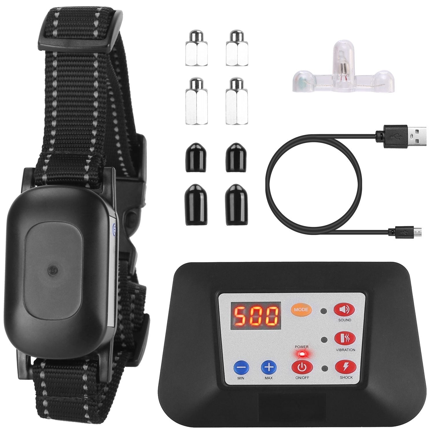 990FT Radius Dog Training Collar Wireless Fence IPX6 Waterproof Pet Beep Vibration Electric Shock Fence System 3 Channels Rechargeable Transmitter Receiver Trainer 1 Transmitter 1 Receiver